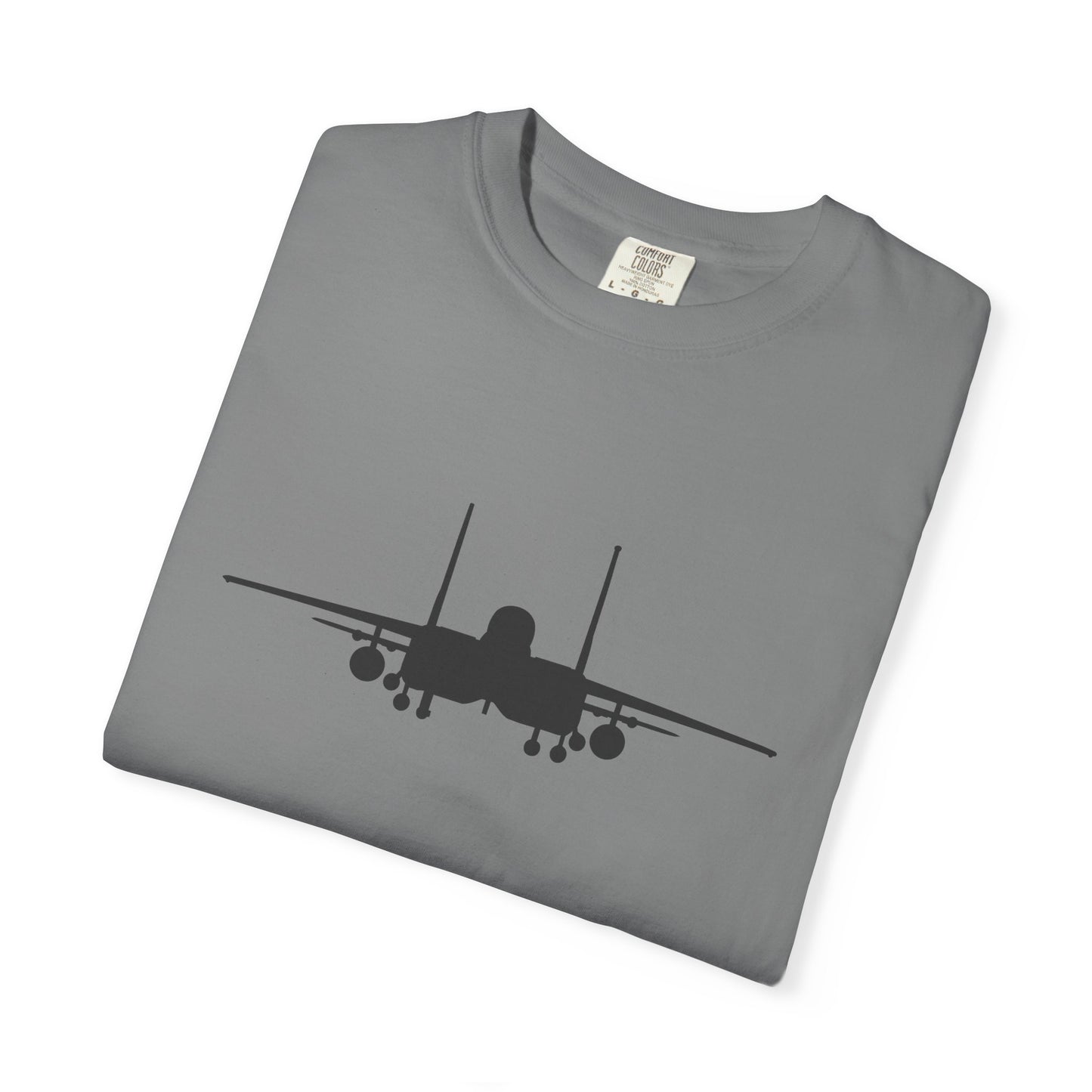 F-15E Front Silhouette Comfort Colors Unisex T-Shirt with Airplane Design, Casual Wear, Gift for Pilots, Aviation Lovers, Travel Enthusiasts, Plane Spotting