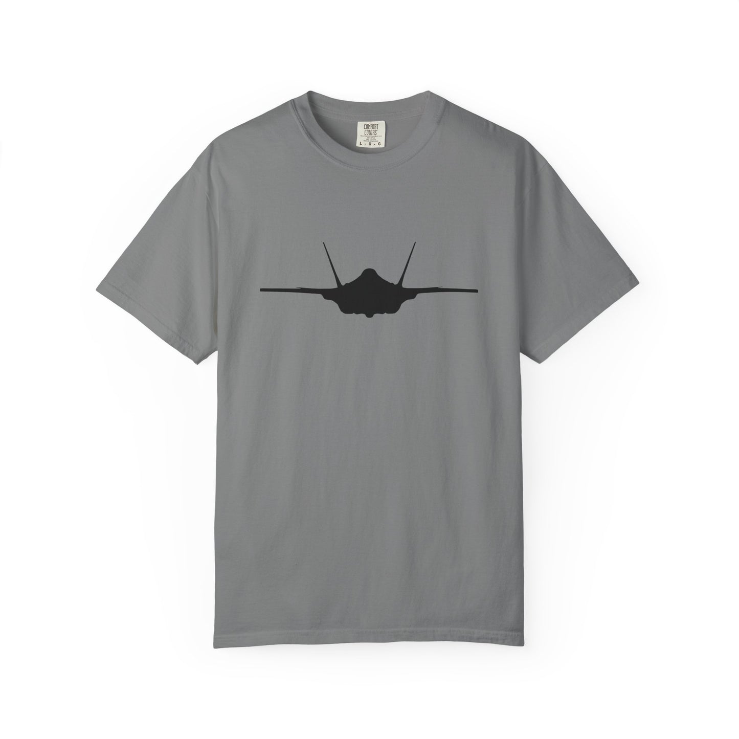 F-35A Front Silhouette Comfort Colors Unisex T-Shirt with Airplane Design, Casual Wear, Gift for Pilots, Aviation Lovers, Travel Enthusiasts, Plane Spotting