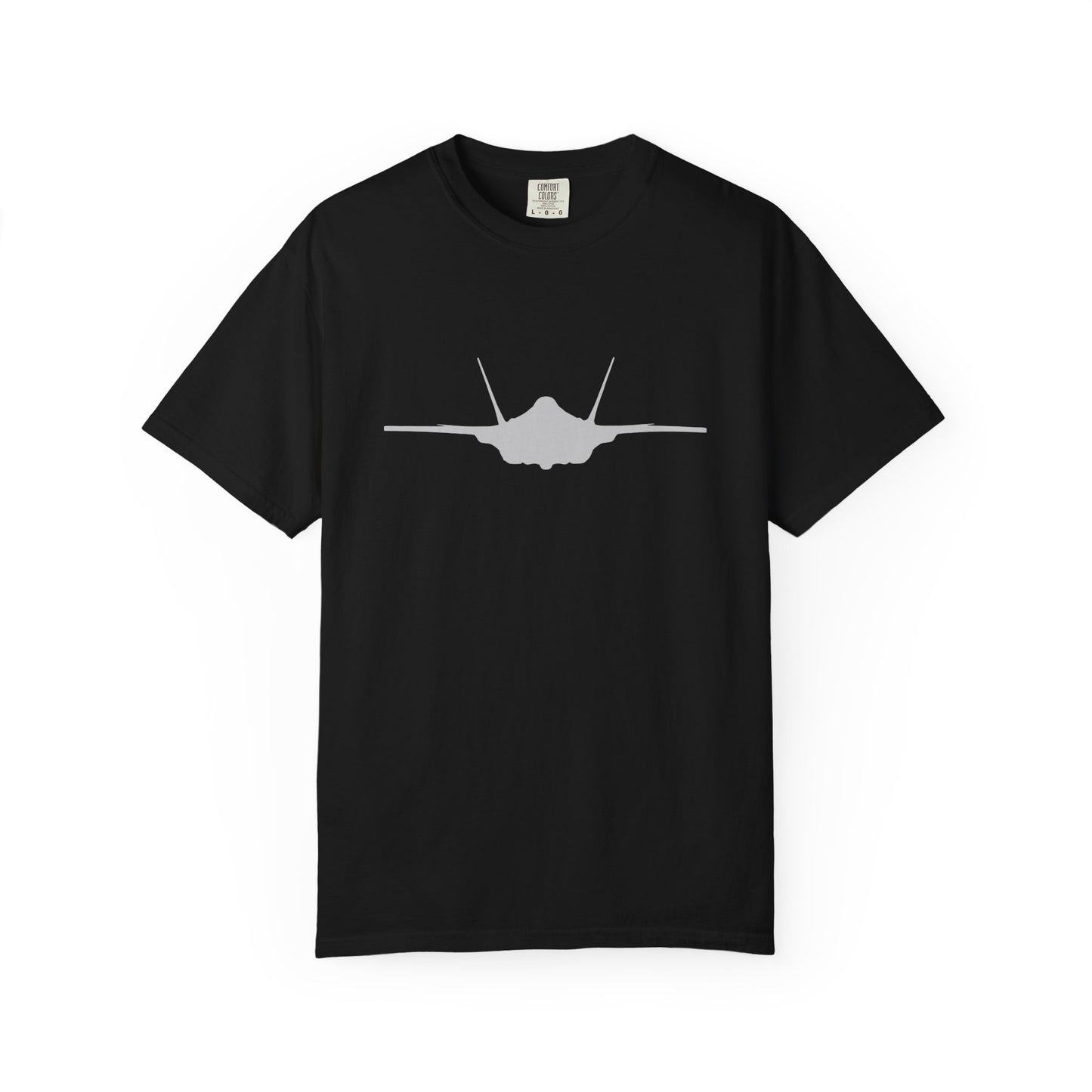 F-35A Front Silhouette Comfort Colors Unisex T-Shirt with Airplane Design, Casual Wear, Gift for Pilots, Aviation Lovers, Travel Enthusiasts, Plane Spotting