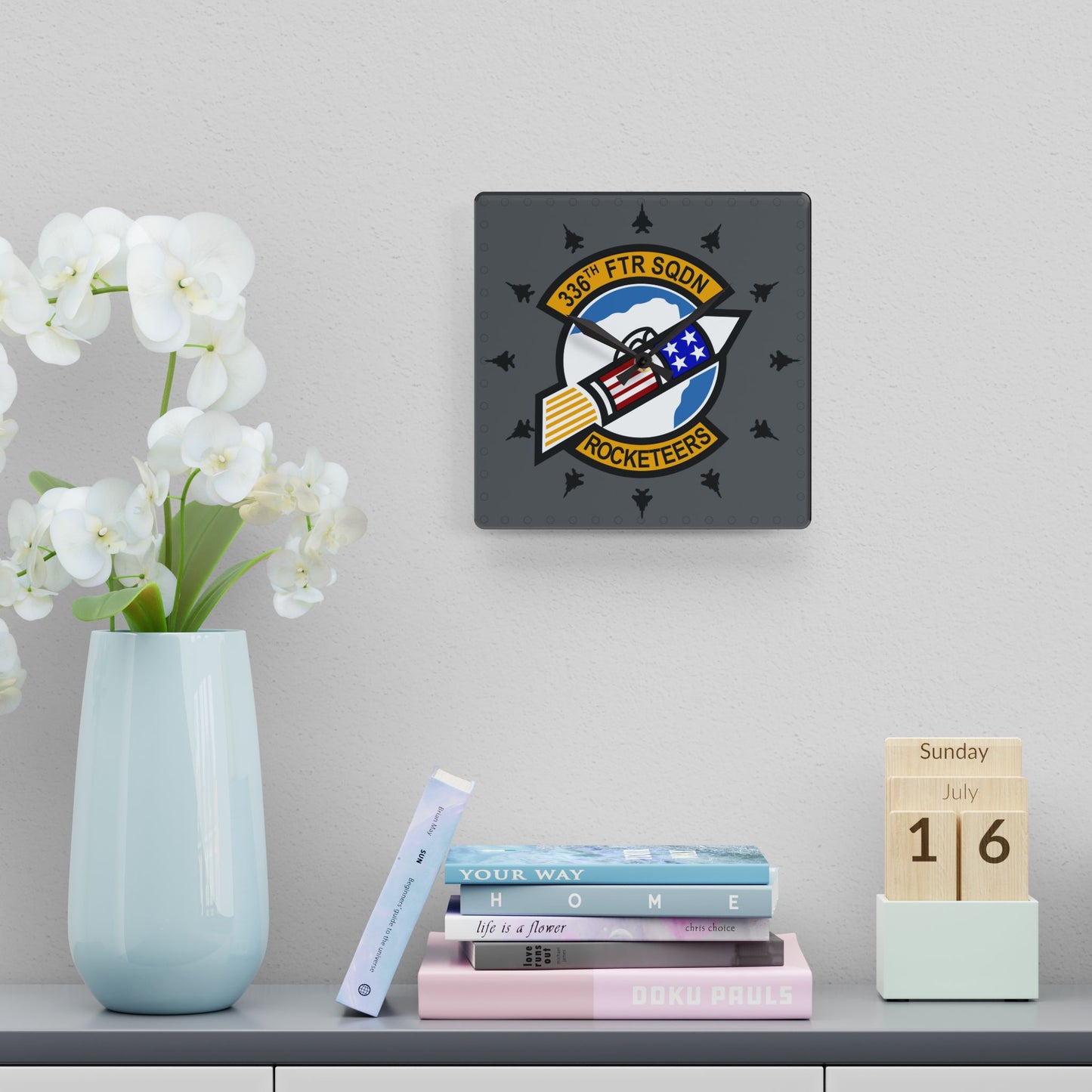336FS "Rocketeers" Acrylic Wall Clock, Round or Square Options