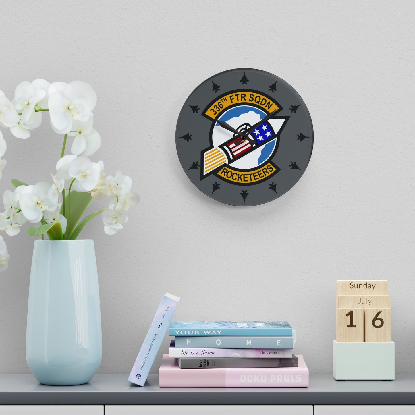 336FS "Rocketeers" Acrylic Wall Clock, Round or Square Options