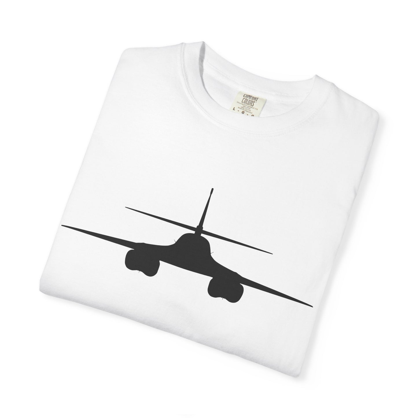 B-1 Front Silhouette Comfort Colors Unisex T-Shirt with Airplane Design, Casual Wear, Gift for Pilots, Aviation Lovers, Travel Enthusiasts, Plane Spotting