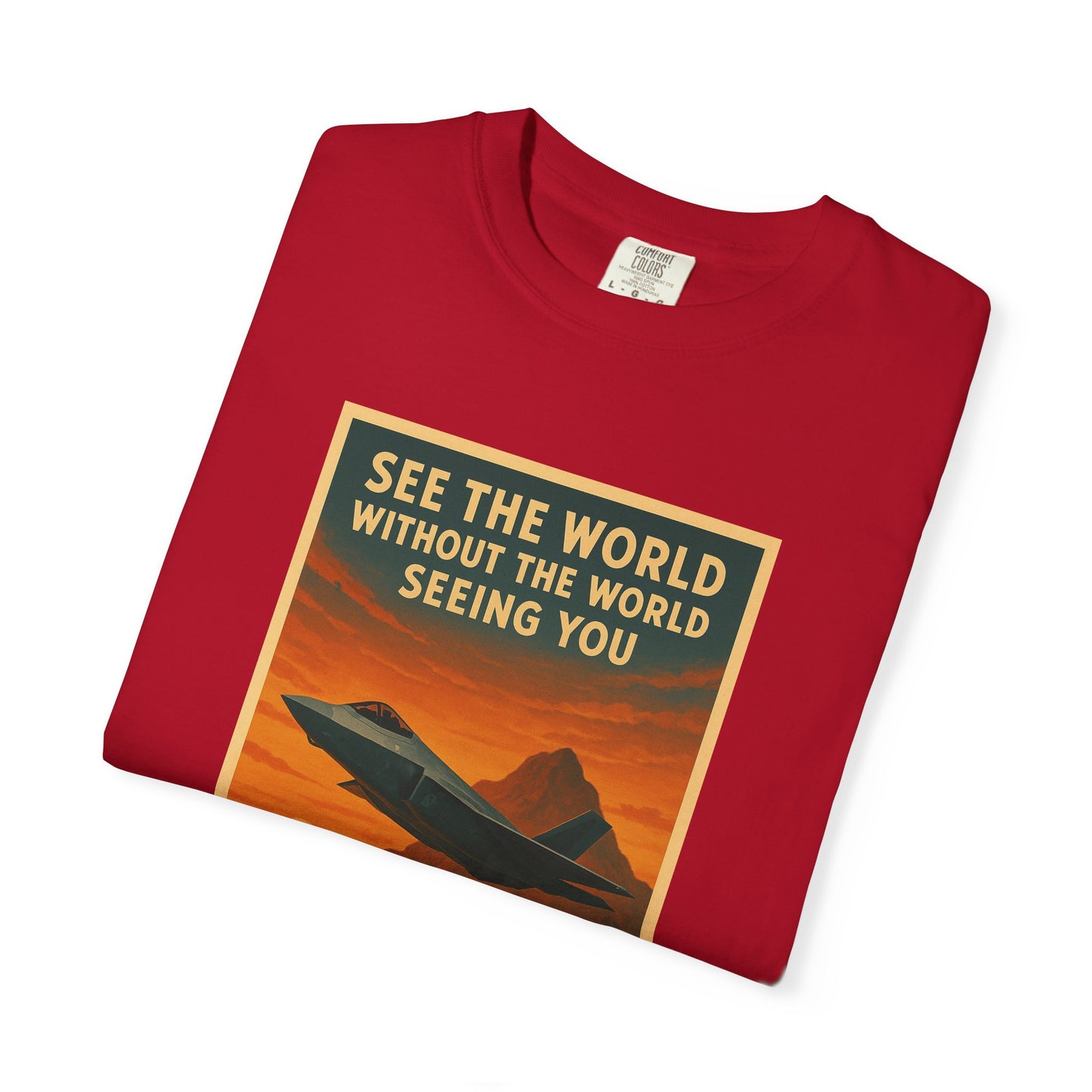 Fly Stealth F-35 Travel Poster Comfort Colors Unisex T-Shirt - Great Gift for Pilots and Aviation Enthusiasts