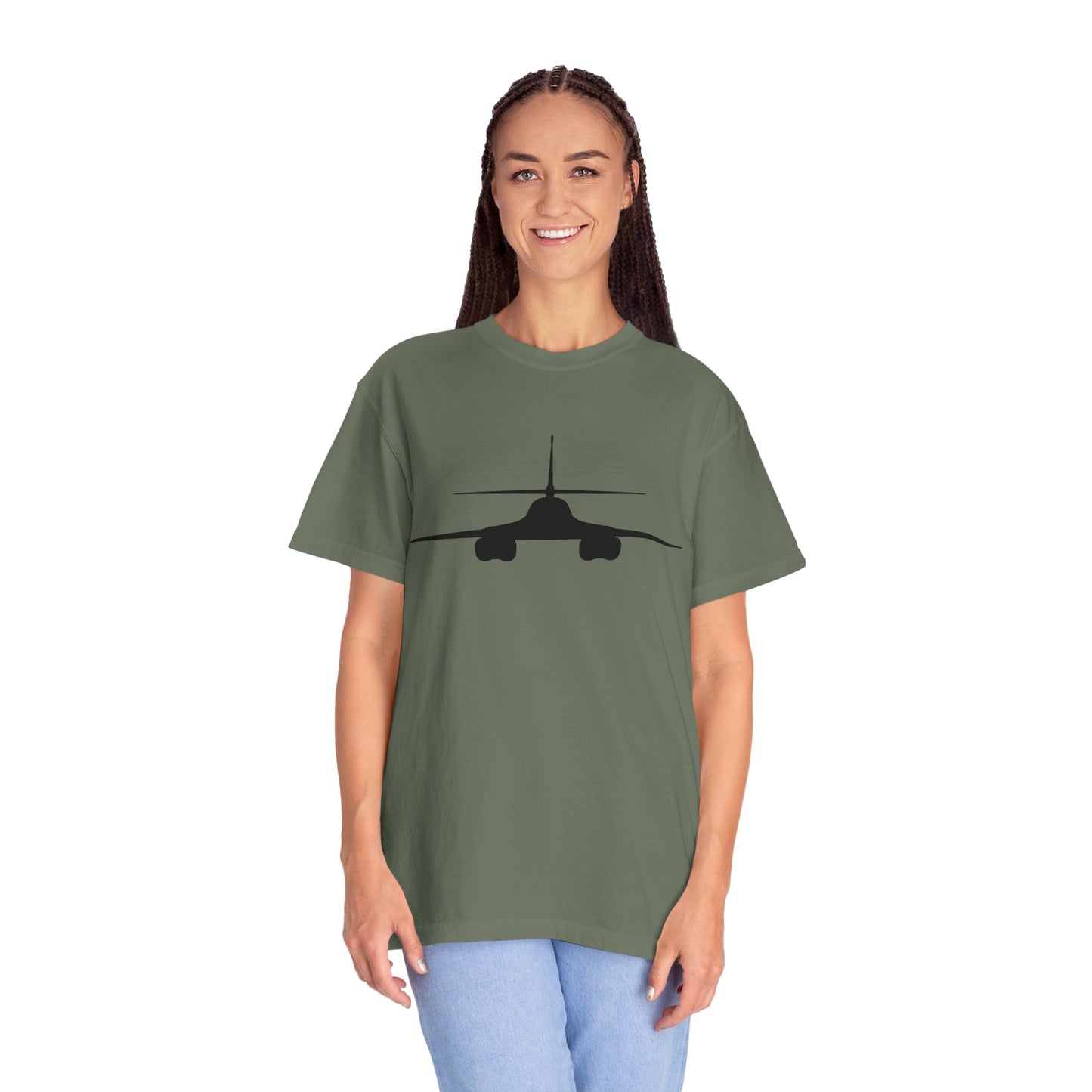 B-1 Front Silhouette Comfort Colors Unisex T-Shirt with Airplane Design, Casual Wear, Gift for Pilots, Aviation Lovers, Travel Enthusiasts, Plane Spotting