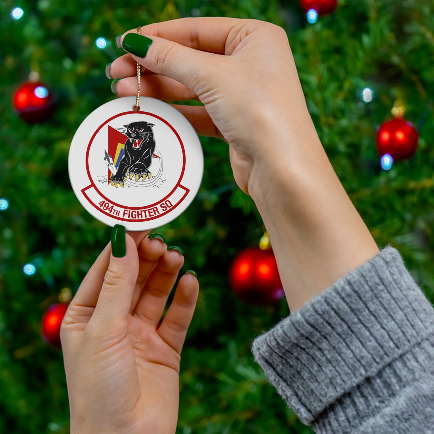 494FS "Panthers" Ceramic Ornament, Circle or Snowflake Shape