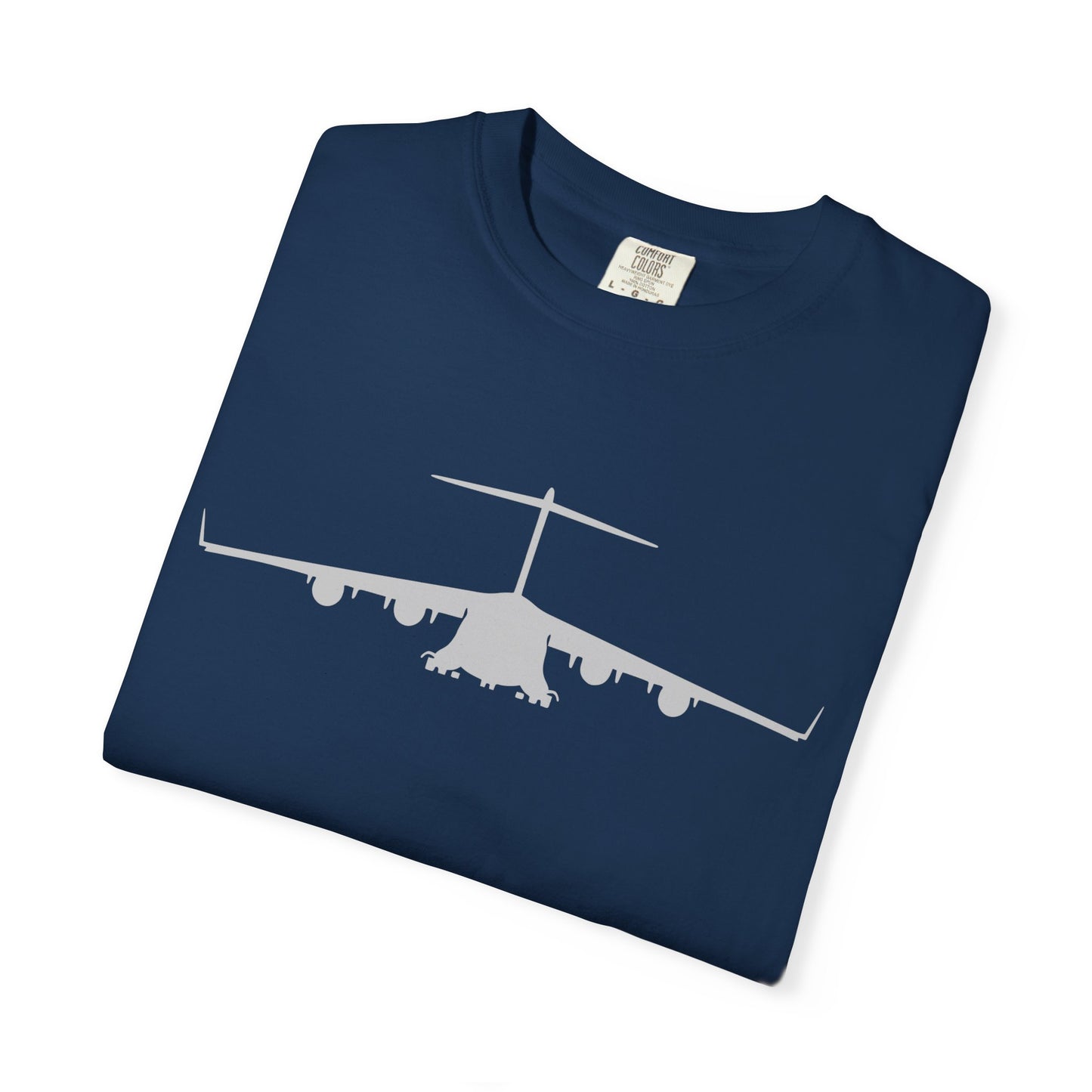 C-17 Front Silhouette Comfort Colors Unisex T-Shirt with Airplane Design, Casual Wear, Gift for Pilots, Aviation Lovers, Travel Enthusiasts, Plane Spotting