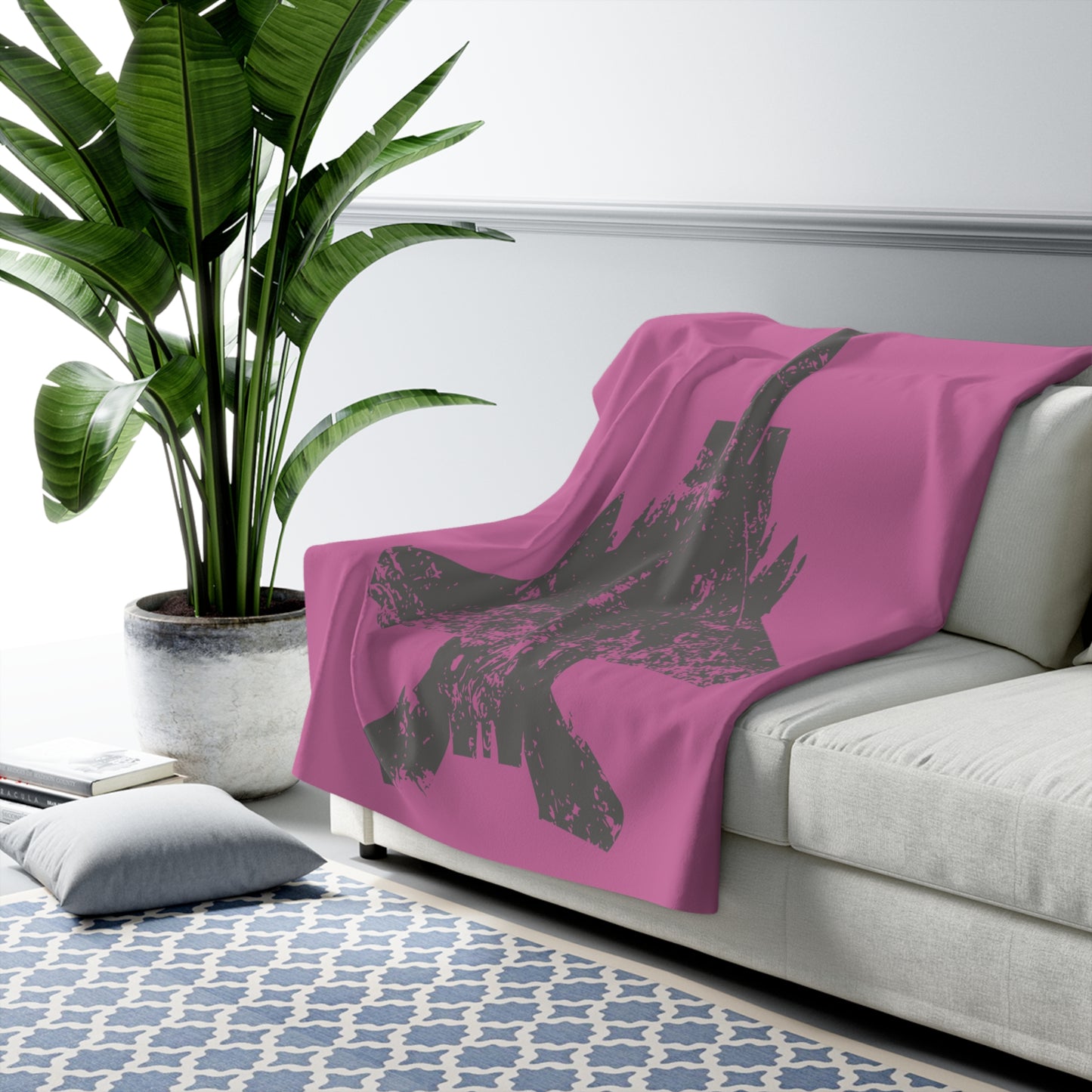 Pink Sherpa Blanket with F-15E Silhouette Graphic