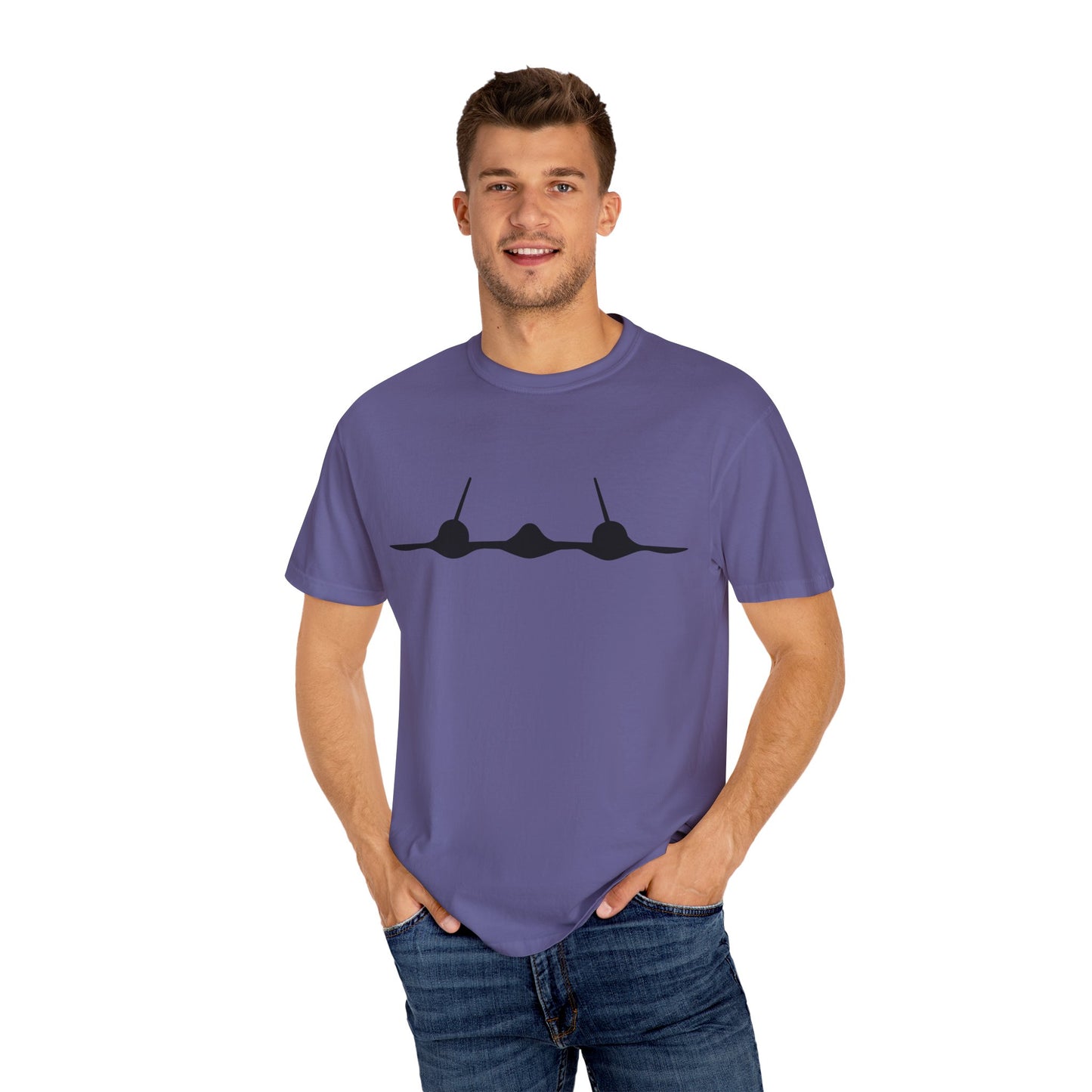 SR-71 Front Silhouette Comfort Colors Unisex T-Shirt with Airplane Design, Casual Wear, Gift for Pilots, Aviation Lovers, Travel Enthusiasts, Plane Spotting