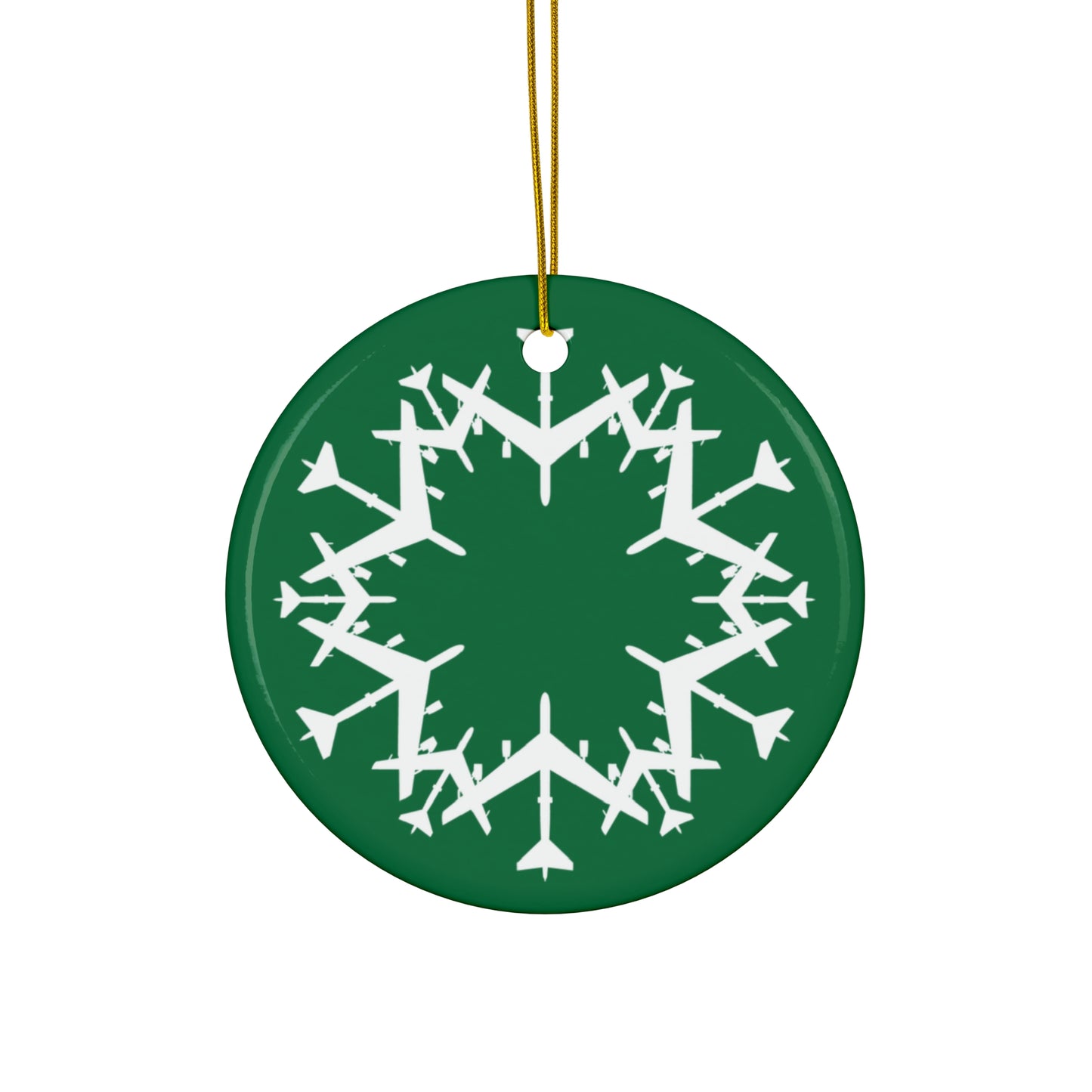B-52H Snowflake Ceramic Ornament, 2.76", Green