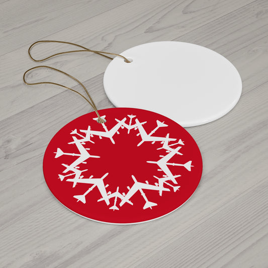 B-52H Snowflake Ceramic Ornament, 2.76", Red
