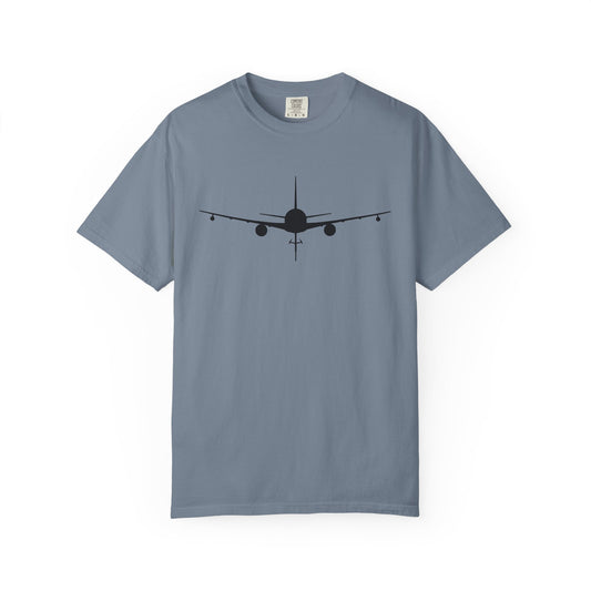 KC-46 Front Silhouette Comfort Colors Unisex T-Shirt with Airplane Design, Casual Wear, Gift for Pilots, Aviation Lovers, Travel Enthusiasts, Plane Spotting