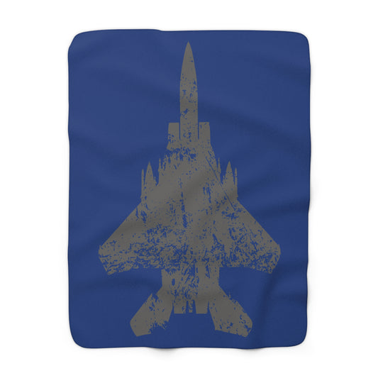 Blue Sherpa Blanket with F-15E Silhouette Graphic
