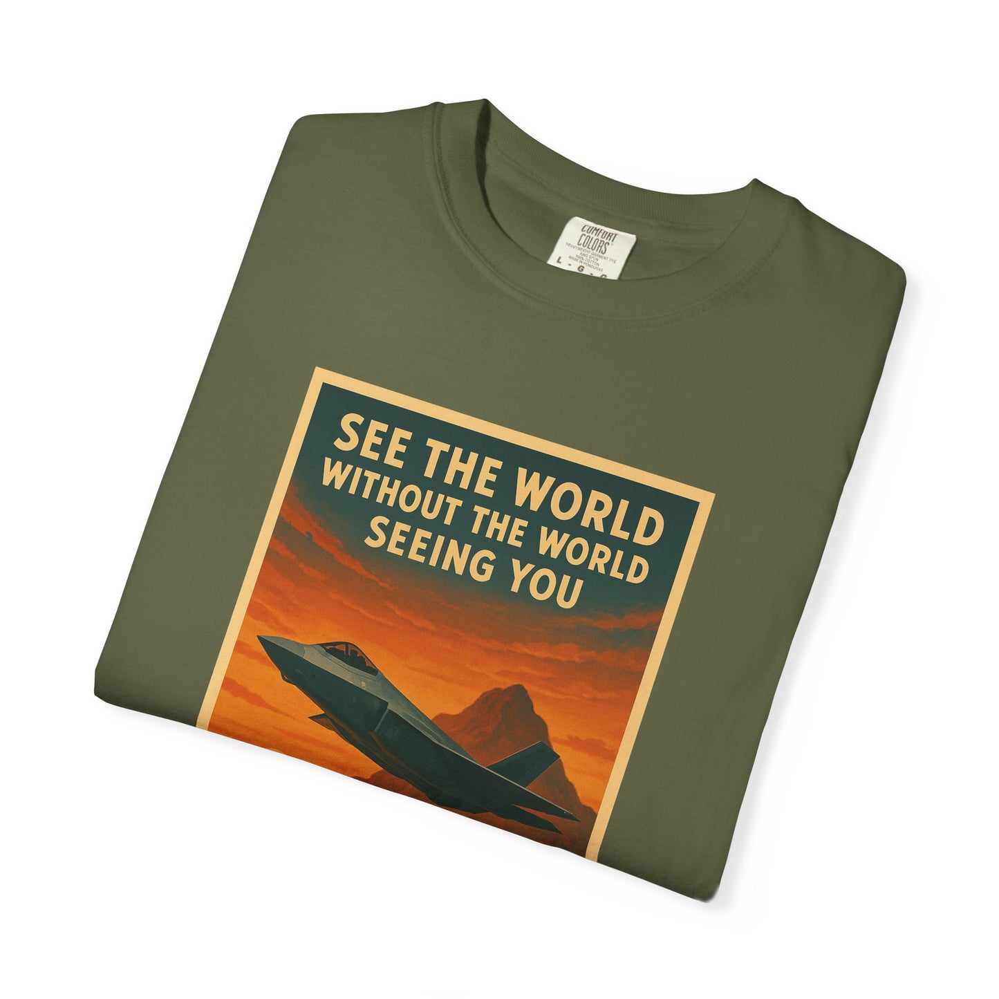 Fly Stealth F-35 Travel Poster Comfort Colors Unisex T-Shirt - Great Gift for Pilots and Aviation Enthusiasts