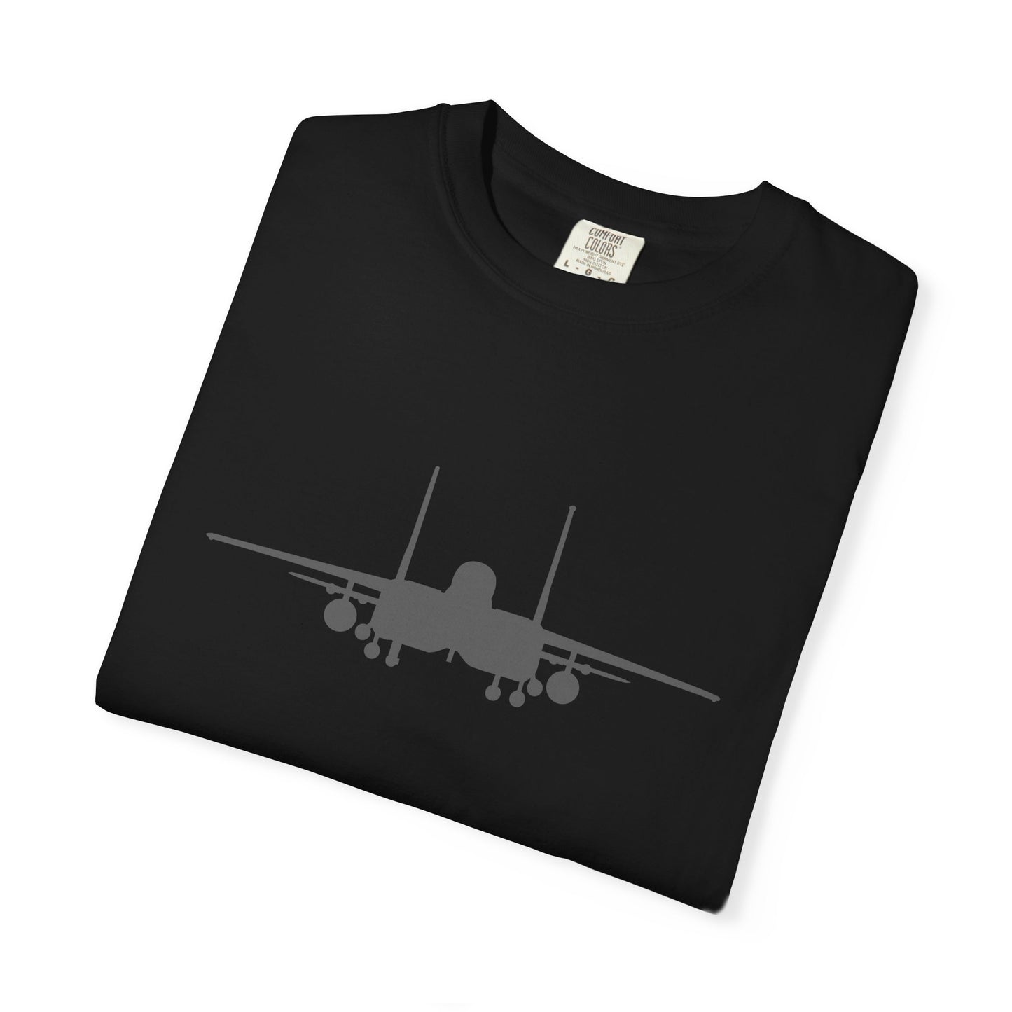 F-15E Front Silhouette Comfort Colors Unisex T-Shirt with Airplane Design, Casual Wear, Gift for Pilots, Aviation Lovers, Travel Enthusiasts, Plane Spotting