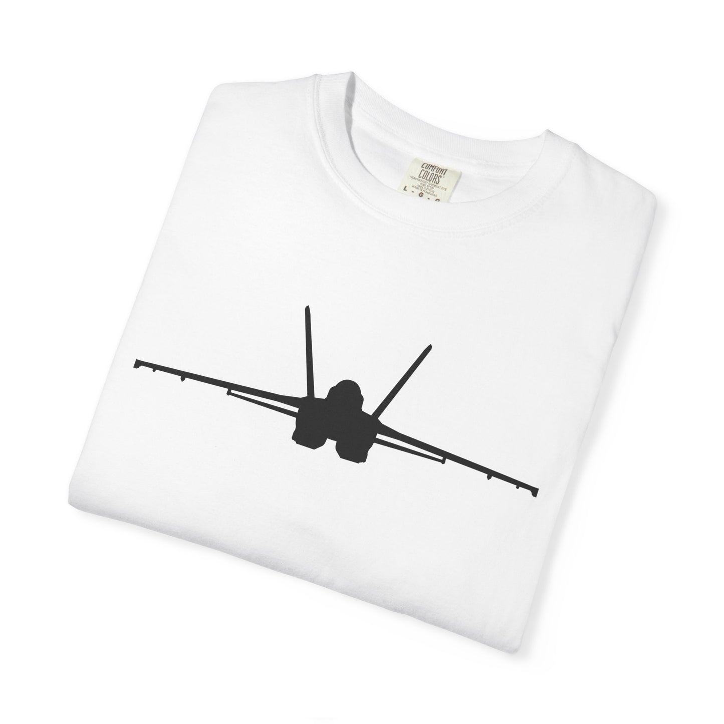 F/A-18 Front Silhouette Comfort Colors Unisex T-Shirt with Airplane Design, Casual Wear, Gift for Pilots, Aviation Lovers, Travel Enthusiasts, Plane Spotting