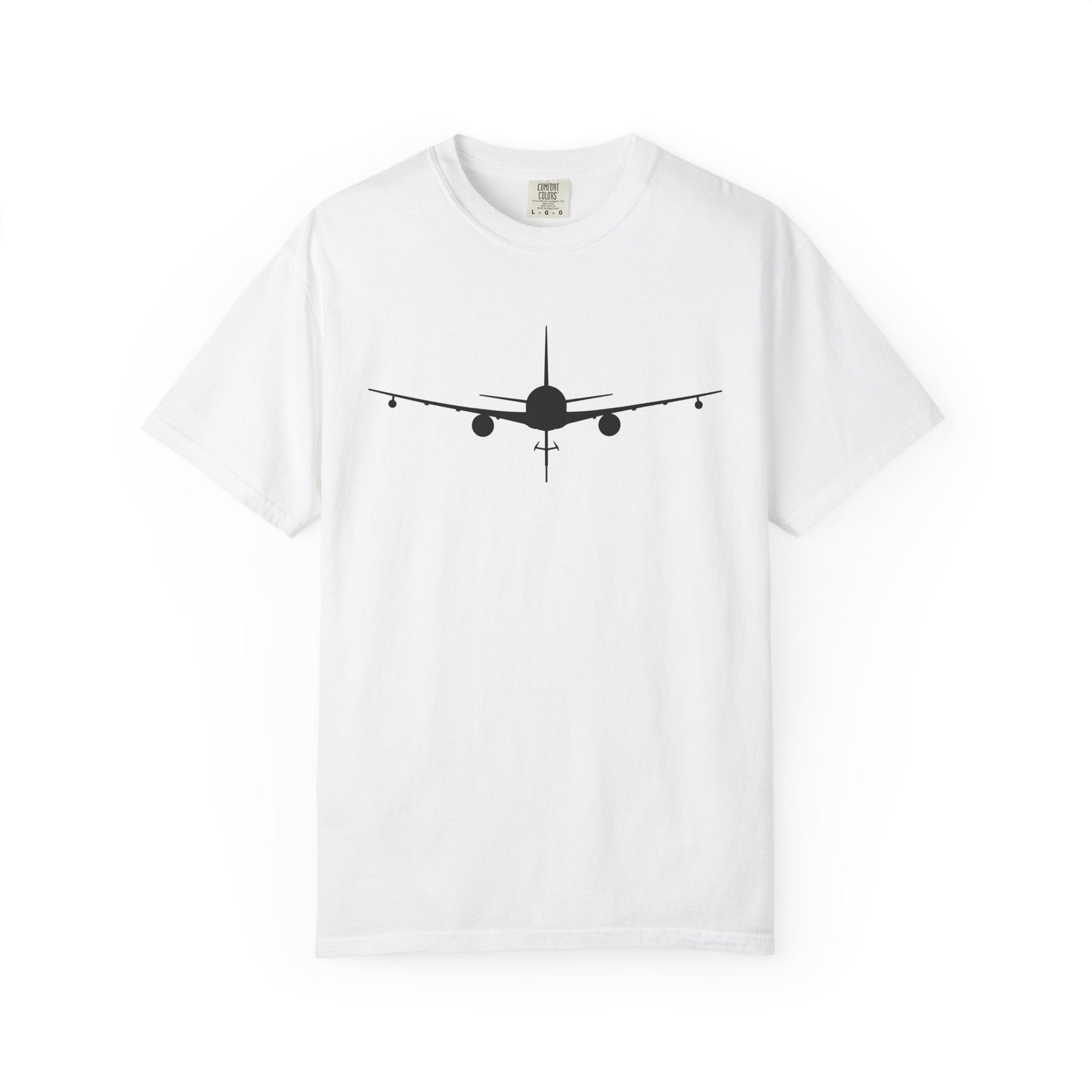 KC-46 Front Silhouette Comfort Colors Unisex T-Shirt with Airplane Design, Casual Wear, Gift for Pilots, Aviation Lovers, Travel Enthusiasts, Plane Spotting