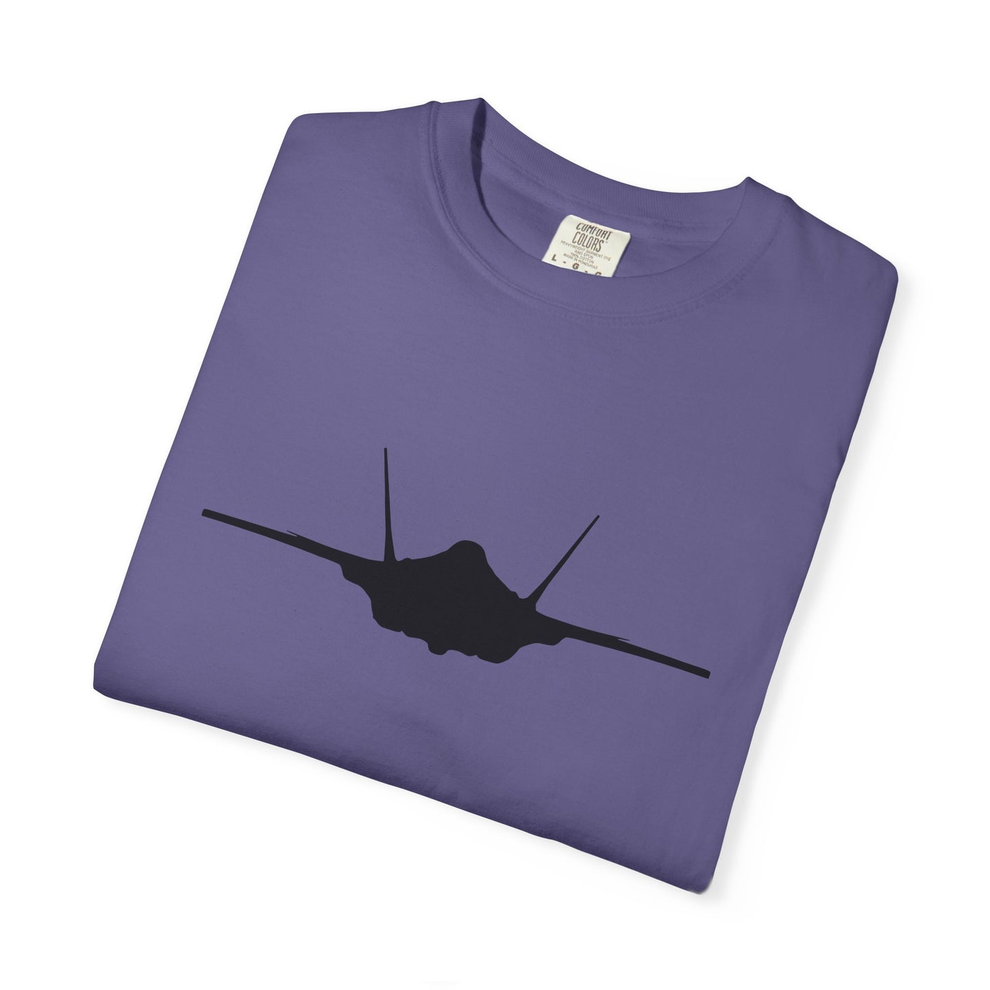 F-35A Front Silhouette Comfort Colors Unisex T-Shirt with Airplane Design, Casual Wear, Gift for Pilots, Aviation Lovers, Travel Enthusiasts, Plane Spotting