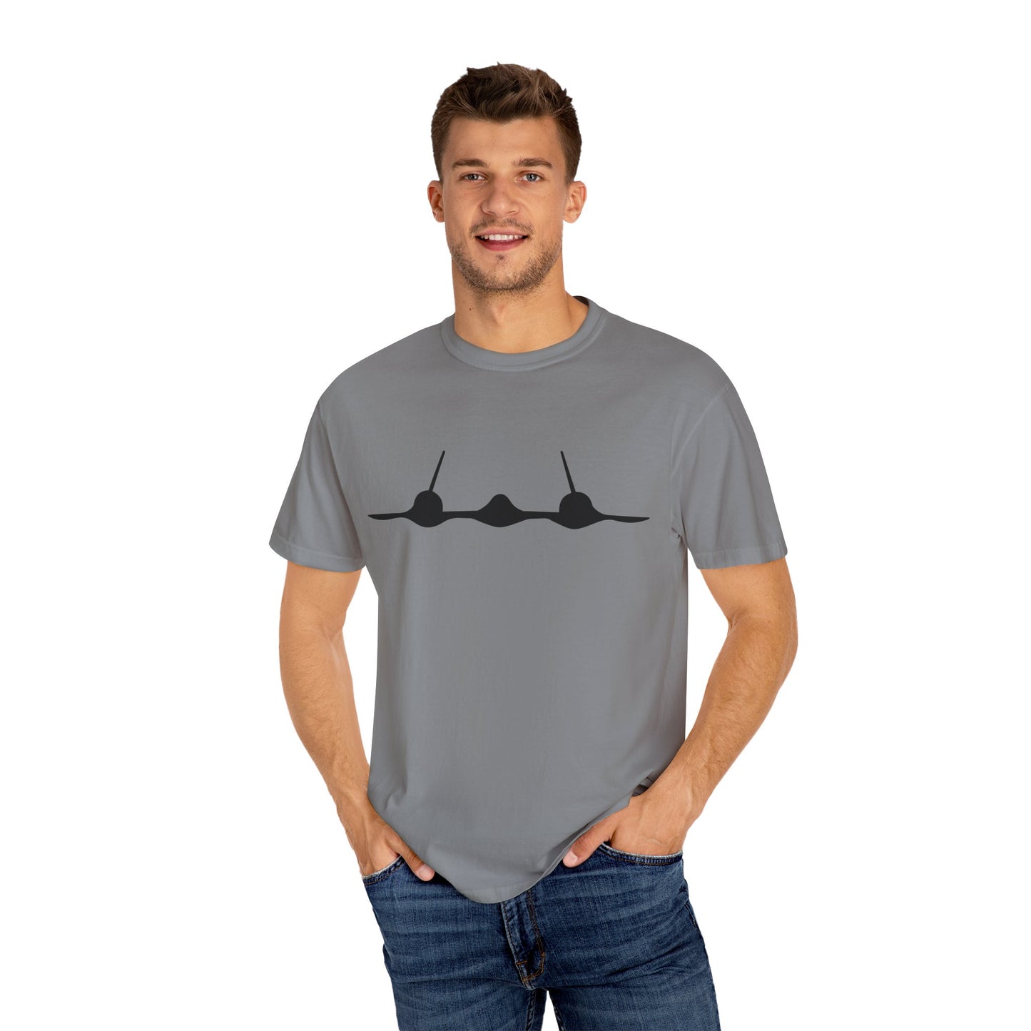 SR-71 Front Silhouette Comfort Colors Unisex T-Shirt with Airplane Design, Casual Wear, Gift for Pilots, Aviation Lovers, Travel Enthusiasts, Plane Spotting
