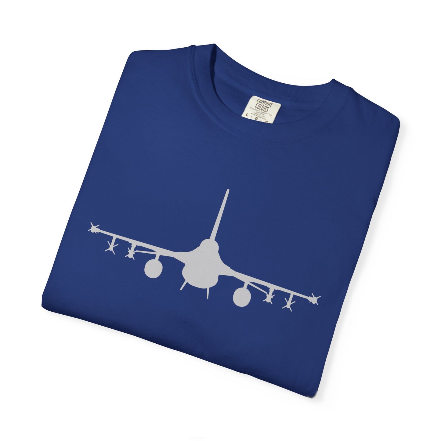 F-16 Front Silhouette Comfort Colors Unisex T-Shirt with Airplane Design, Casual Wear, Gift for Pilots, Aviation Lovers, Travel Enthusiasts, Plane Spotting