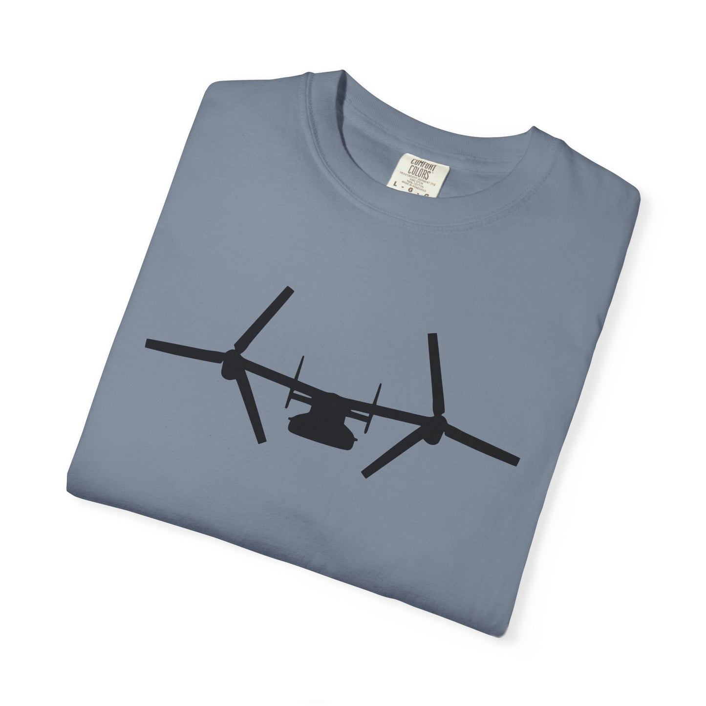 V-22 Front Silhouette Comfort Colors Unisex T-Shirt with Airplane Design, Casual Wear, Gift for Pilots, Aviation Lovers, Travel Enthusiasts, Plane Spotting