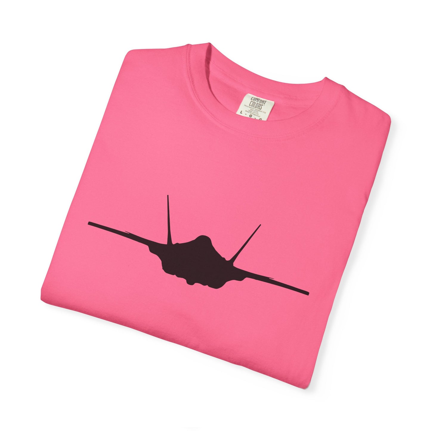 F-35A Front Silhouette Comfort Colors Unisex T-Shirt with Airplane Design, Casual Wear, Gift for Pilots, Aviation Lovers, Travel Enthusiasts, Plane Spotting
