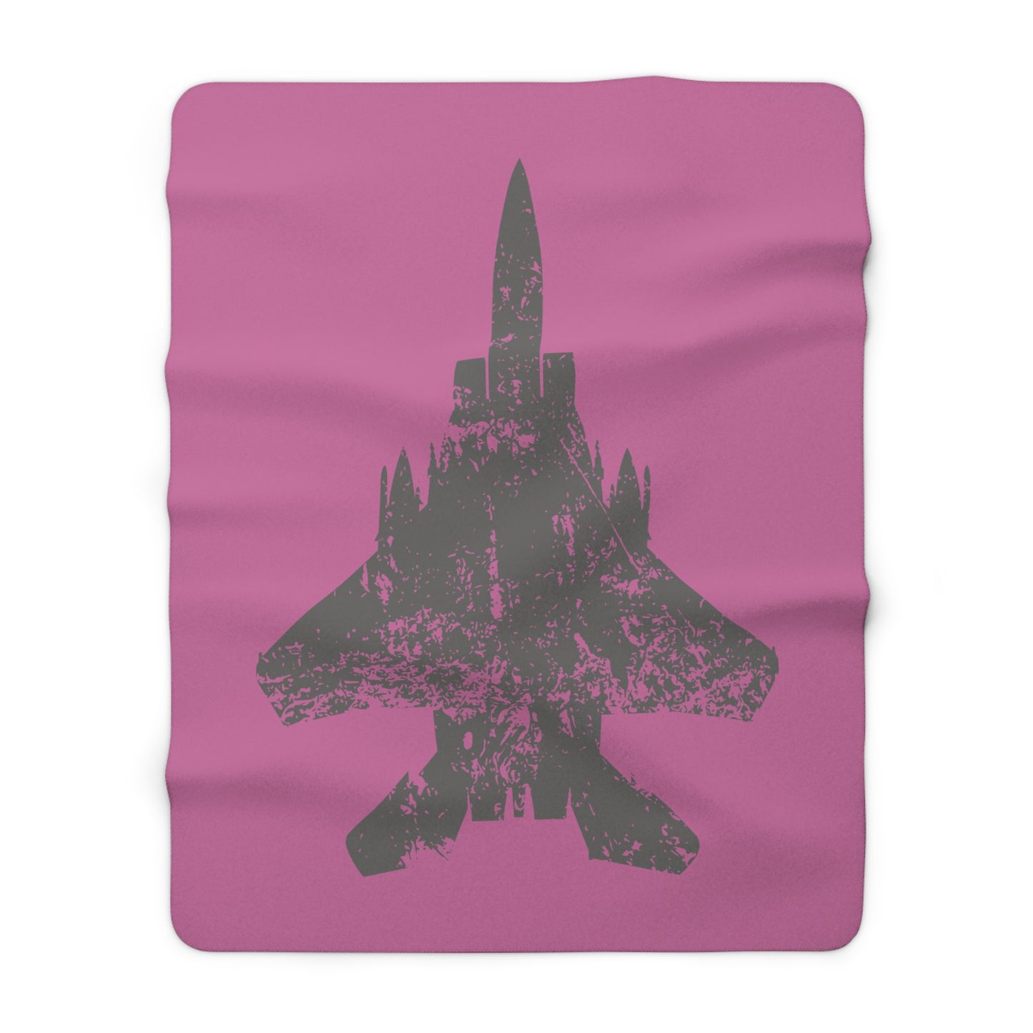Pink Sherpa Blanket with F-15E Silhouette Graphic