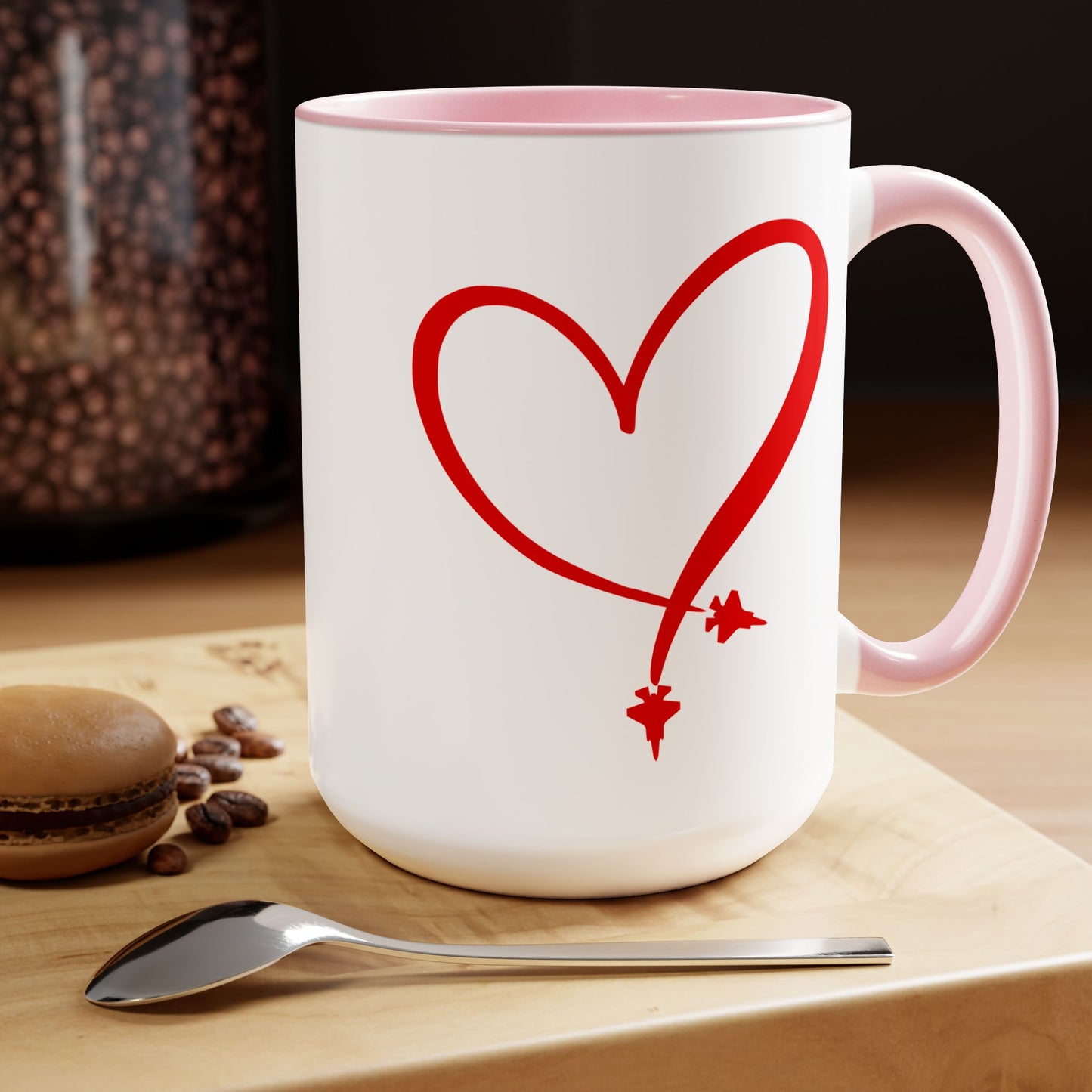 F-35 Two-Tone Heart Contrail Coffee Mugs, 15oz