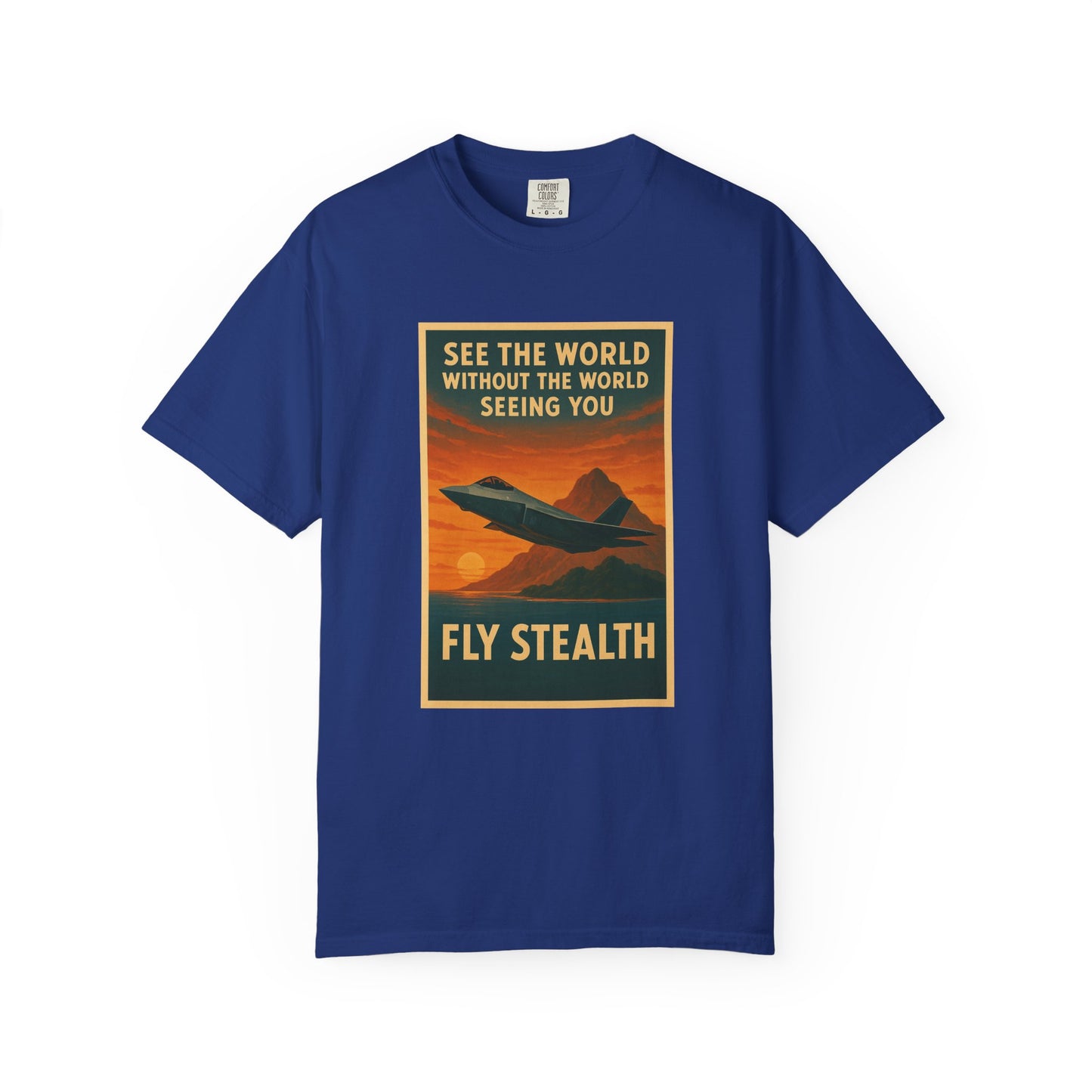 Fly Stealth F-35 Travel Poster Comfort Colors Unisex T-Shirt - Great Gift for Pilots and Aviation Enthusiasts