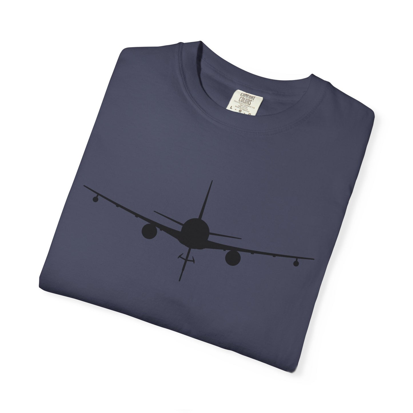 KC-46 Front Silhouette Comfort Colors Unisex T-Shirt with Airplane Design, Casual Wear, Gift for Pilots, Aviation Lovers, Travel Enthusiasts, Plane Spotting