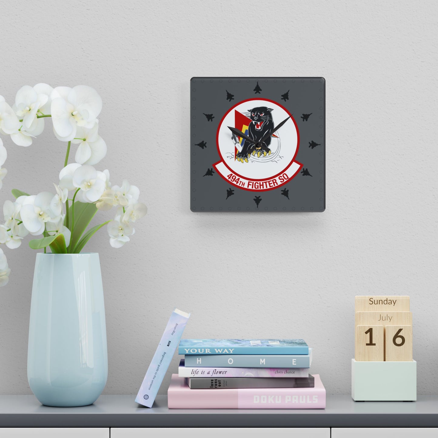 494FS "Panthers" Acrylic Wall Clock, Round or Square Options
