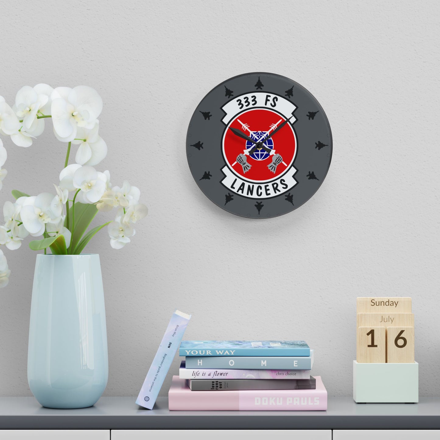 333FS "Lancers" Acrylic Wall Clock, Round or Square Options
