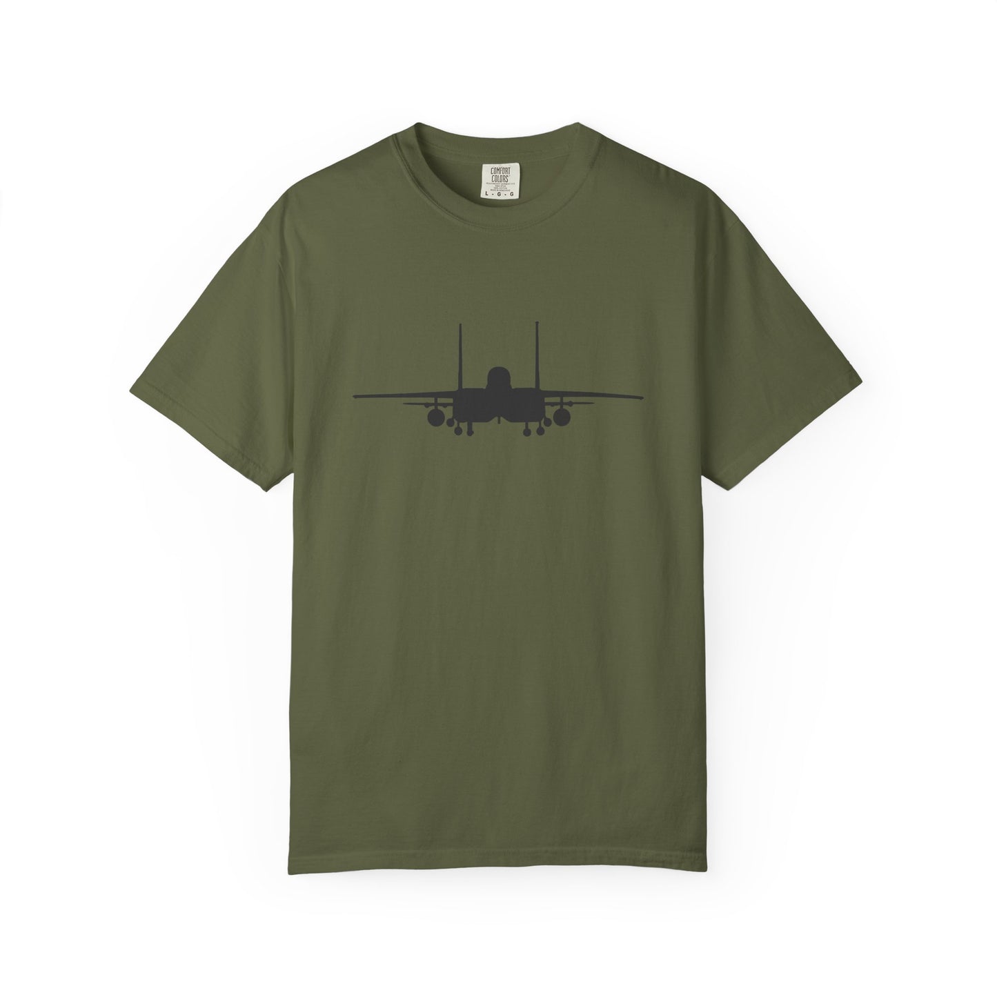 F-15E Front Silhouette Comfort Colors Unisex T-Shirt with Airplane Design, Casual Wear, Gift for Pilots, Aviation Lovers, Travel Enthusiasts, Plane Spotting