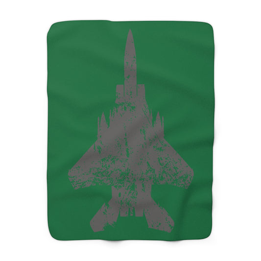 Green Sherpa Blanket with F-15E Silhouette Graphic