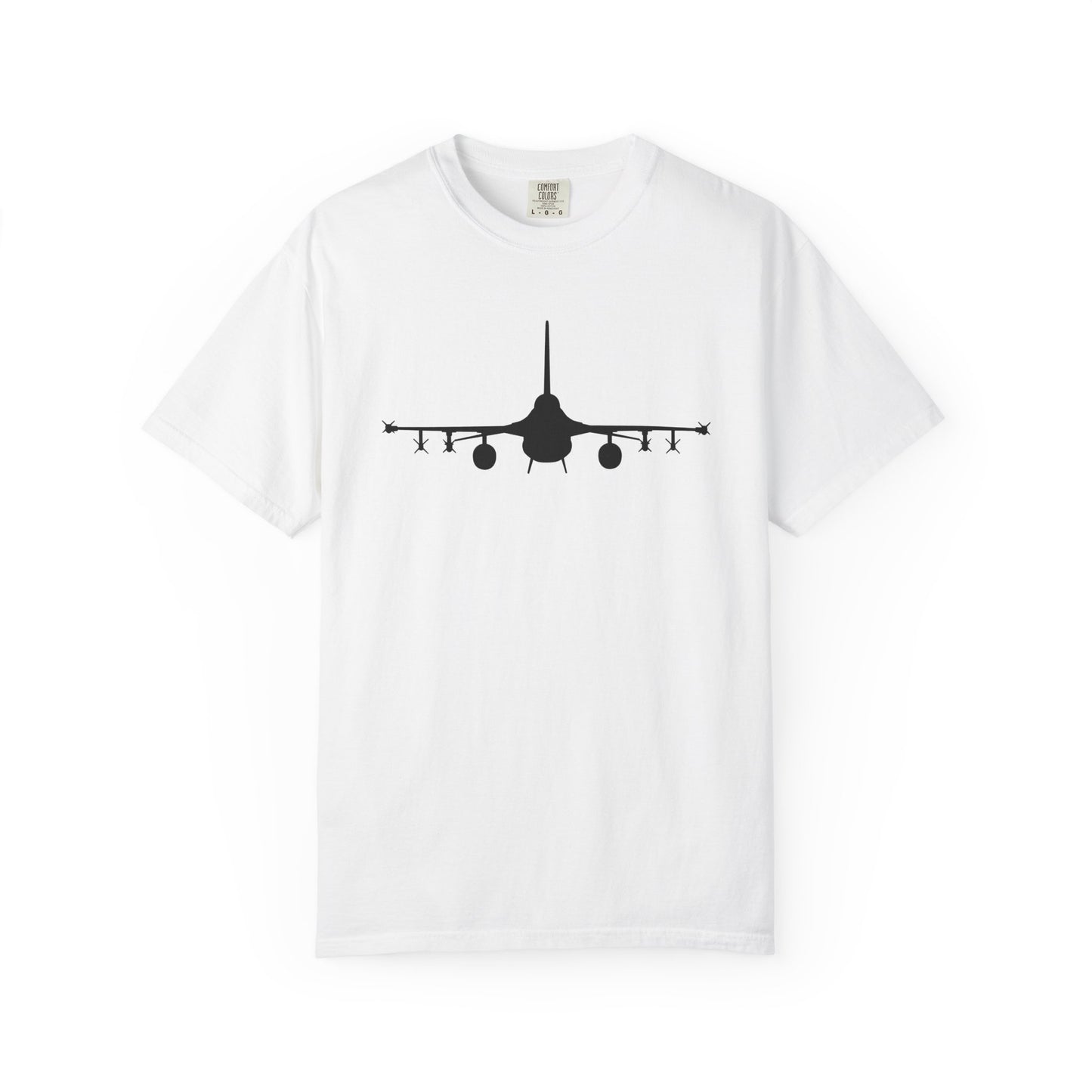 F-16 Front Silhouette Comfort Colors Unisex T-Shirt with Airplane Design, Casual Wear, Gift for Pilots, Aviation Lovers, Travel Enthusiasts, Plane Spotting