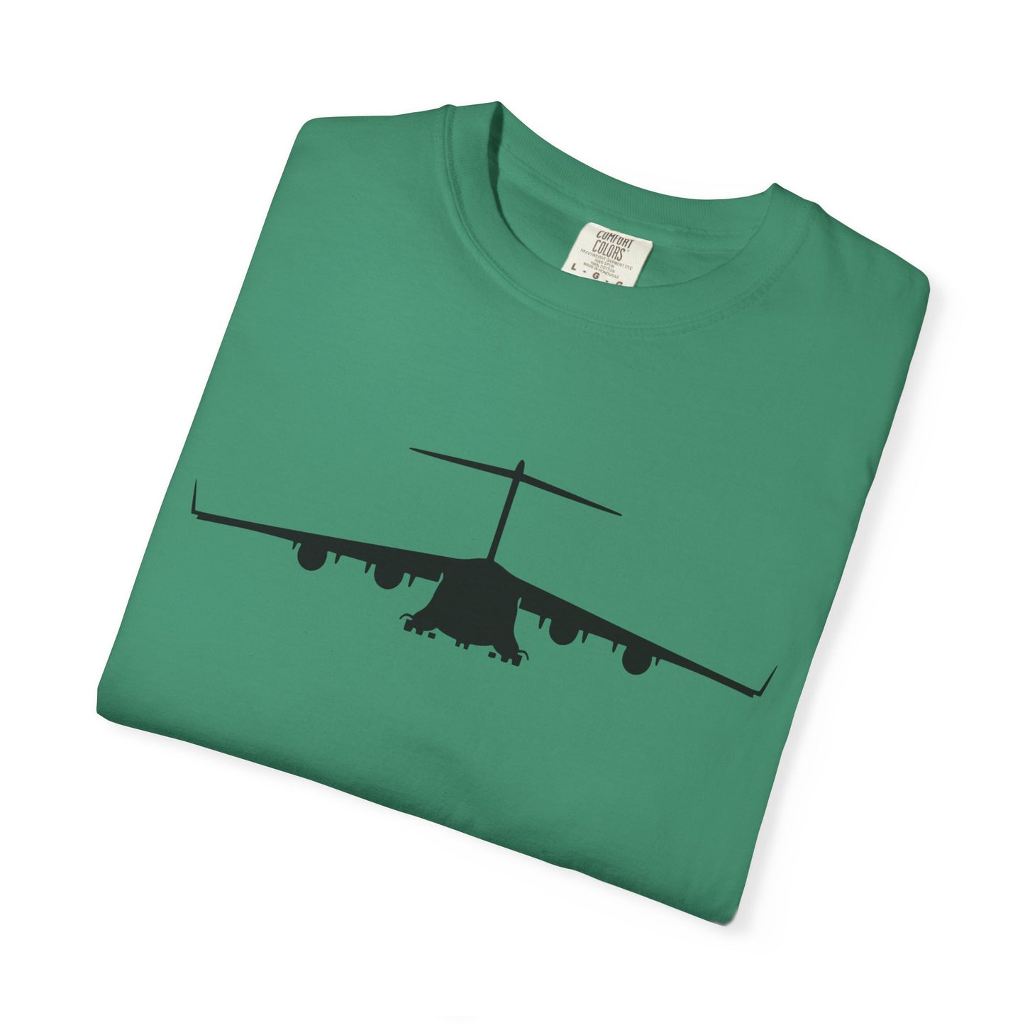C-17 Front Silhouette Comfort Colors Unisex T-Shirt with Airplane Design, Casual Wear, Gift for Pilots, Aviation Lovers, Travel Enthusiasts, Plane Spotting