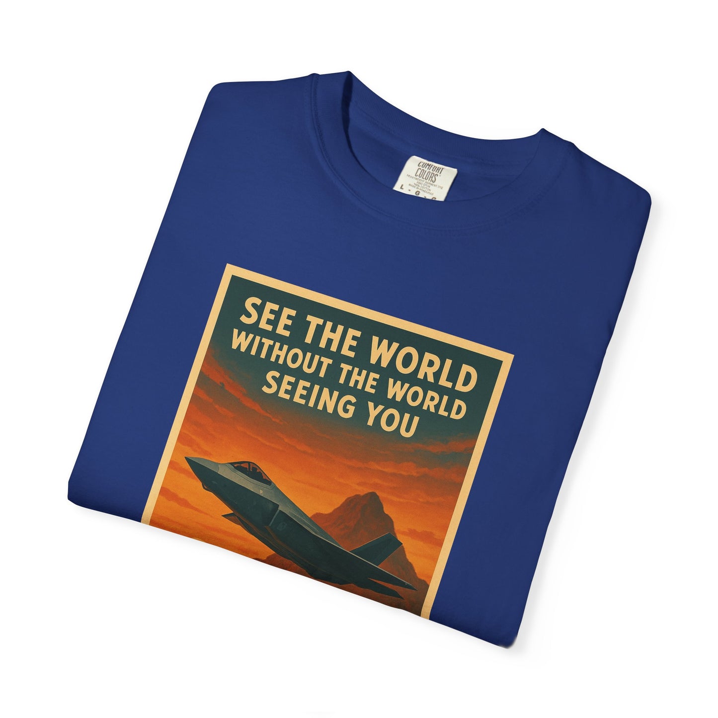 Fly Stealth F-35 Travel Poster Comfort Colors Unisex T-Shirt - Great Gift for Pilots and Aviation Enthusiasts