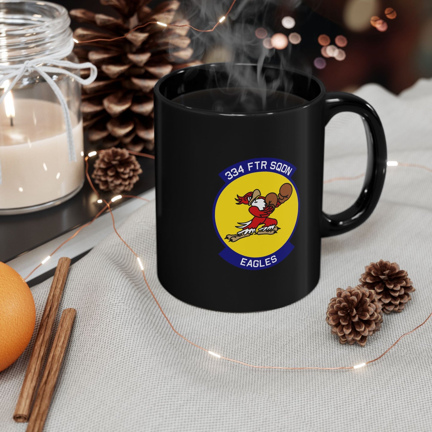 334FS & F-15E Front Silhouette 11oz Black Mug
