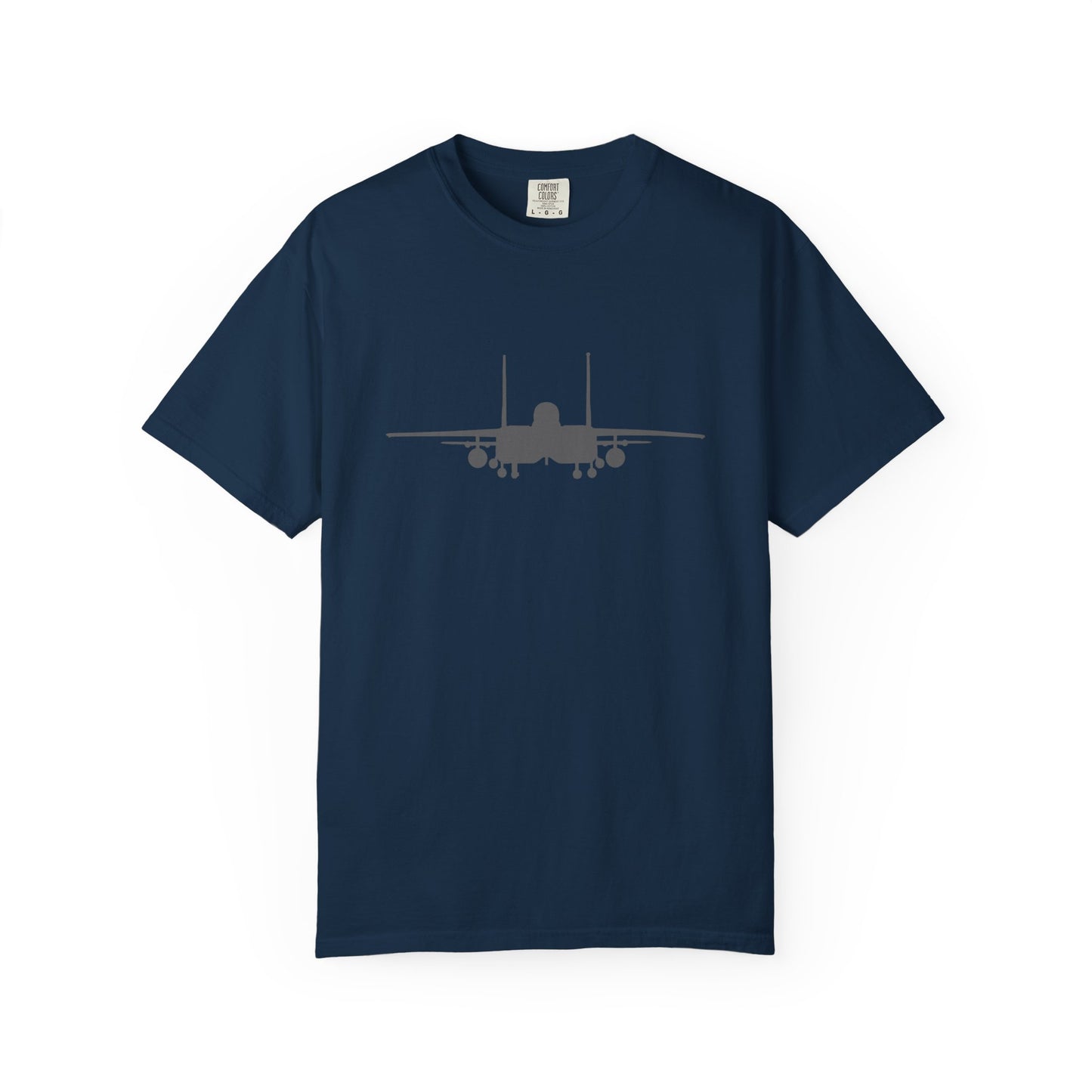 F-15E Front Silhouette Comfort Colors Unisex T-Shirt with Airplane Design, Casual Wear, Gift for Pilots, Aviation Lovers, Travel Enthusiasts, Plane Spotting