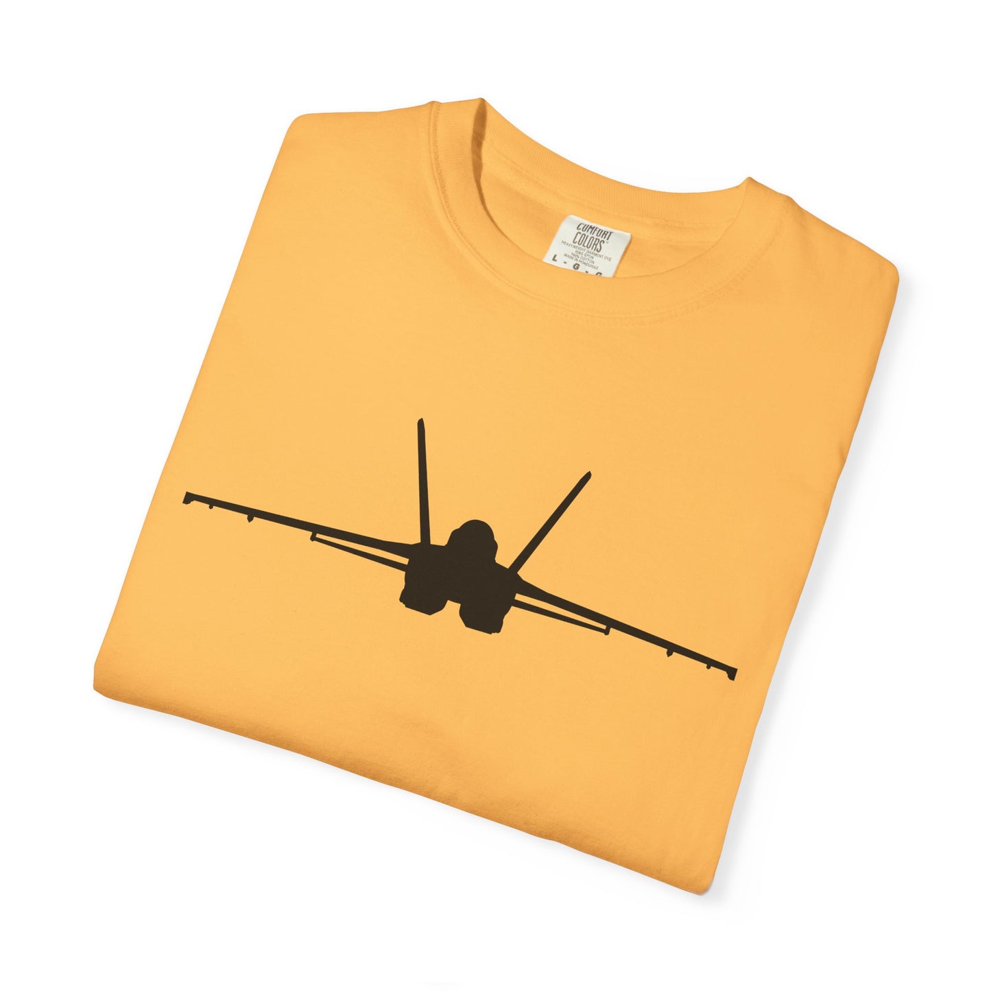 F/A-18 Front Silhouette Comfort Colors Unisex T-Shirt with Airplane Design, Casual Wear, Gift for Pilots, Aviation Lovers, Travel Enthusiasts, Plane Spotting