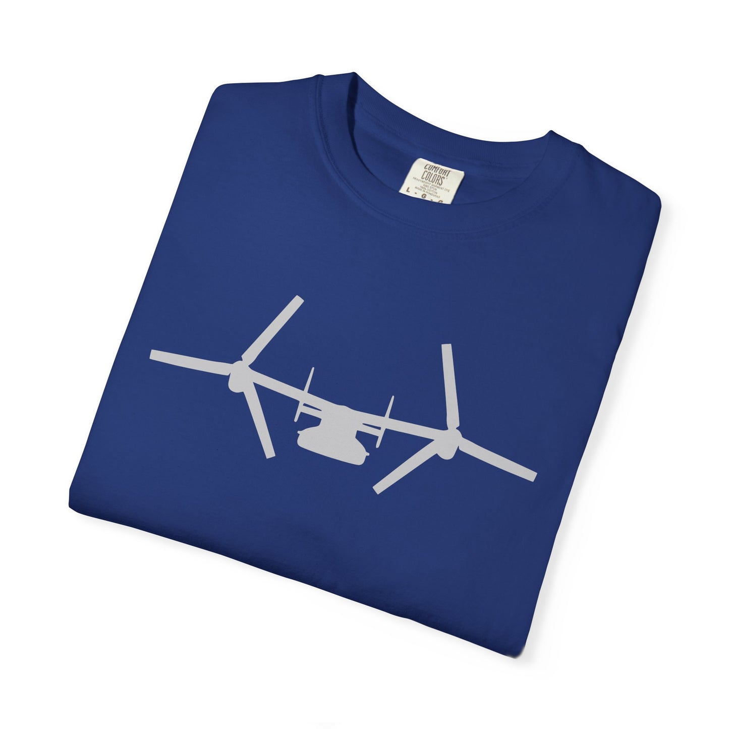 V-22 Front Silhouette Comfort Colors Unisex T-Shirt with Airplane Design, Casual Wear, Gift for Pilots, Aviation Lovers, Travel Enthusiasts, Plane Spotting