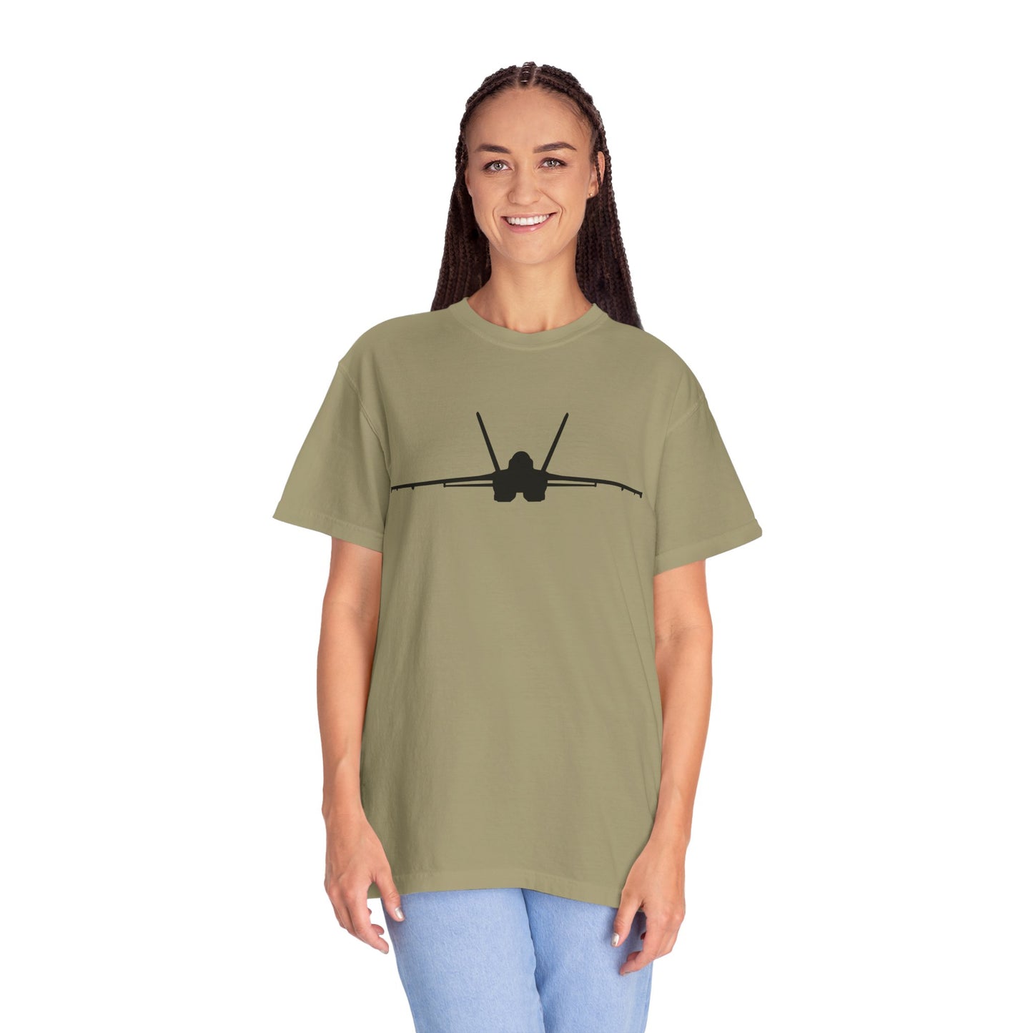 F/A-18 Front Silhouette Comfort Colors Unisex T-Shirt with Airplane Design, Casual Wear, Gift for Pilots, Aviation Lovers, Travel Enthusiasts, Plane Spotting