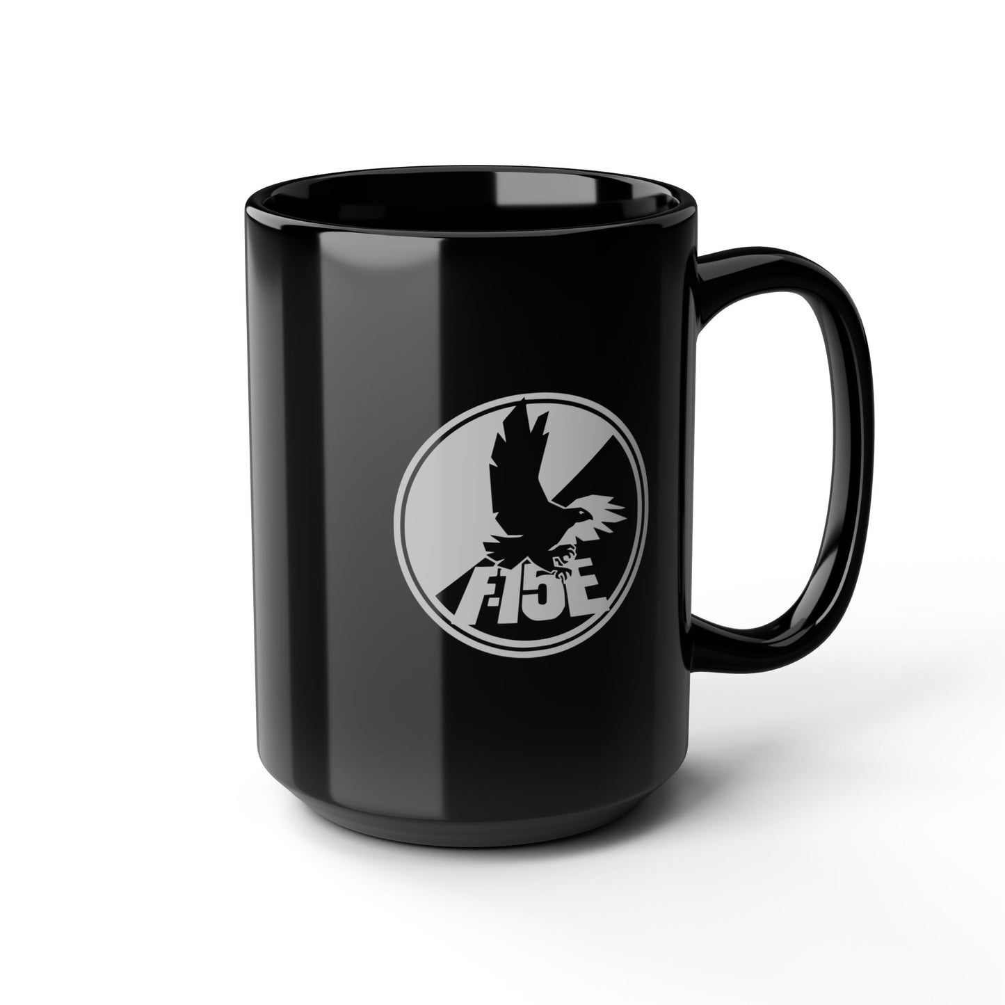 F-15E Day/Night & Front Silhouette Black Mug, 15oz
