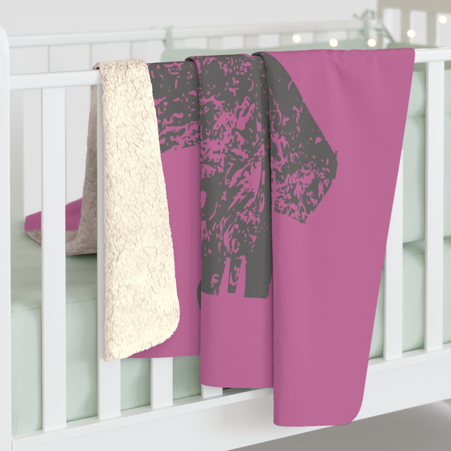 Pink Sherpa Blanket with F-15E Silhouette Graphic