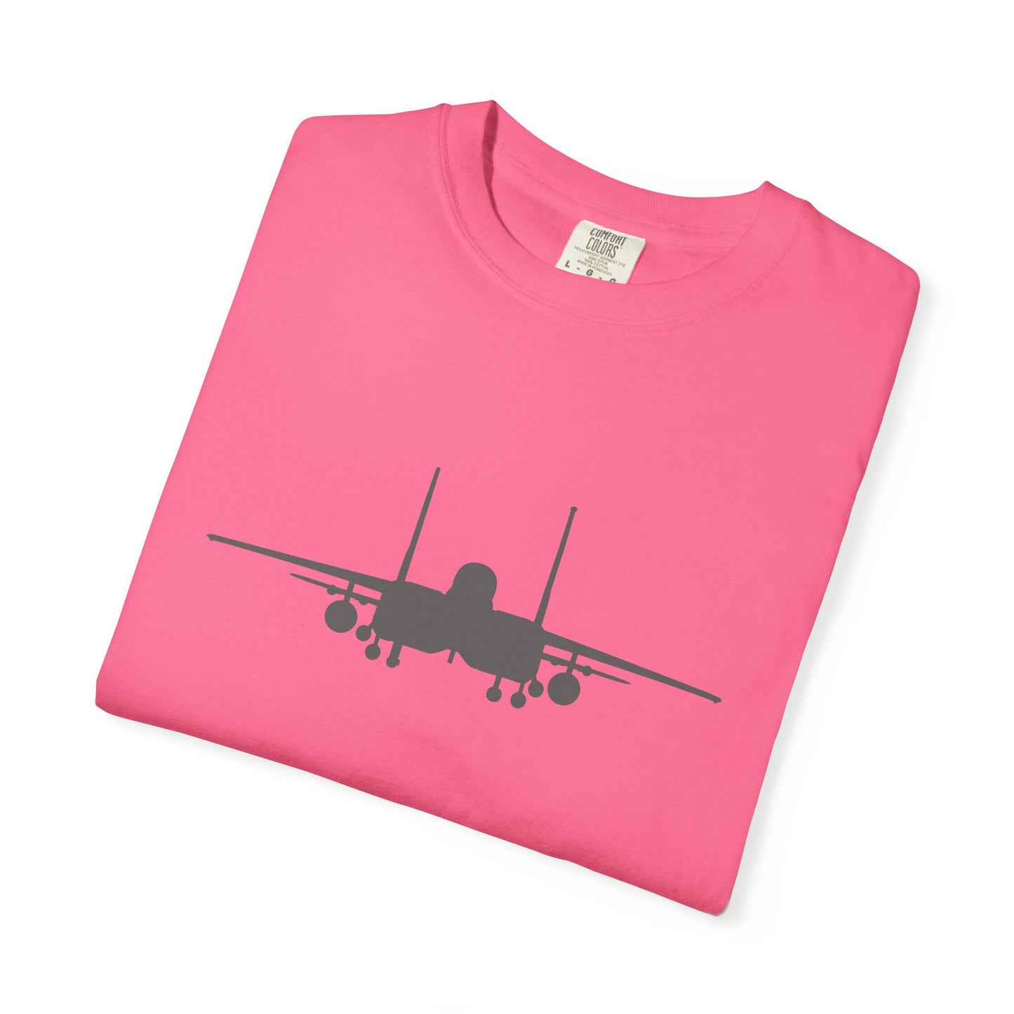 F-15E Front Silhouette Comfort Colors Unisex T-Shirt with Airplane Design, Casual Wear, Gift for Pilots, Aviation Lovers, Travel Enthusiasts, Plane Spotting