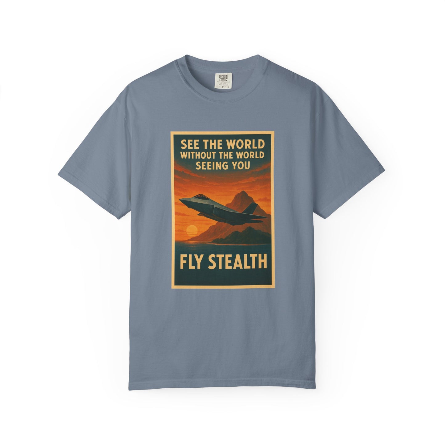 Fly Stealth F-35 Travel Poster Comfort Colors Unisex T-Shirt - Great Gift for Pilots and Aviation Enthusiasts
