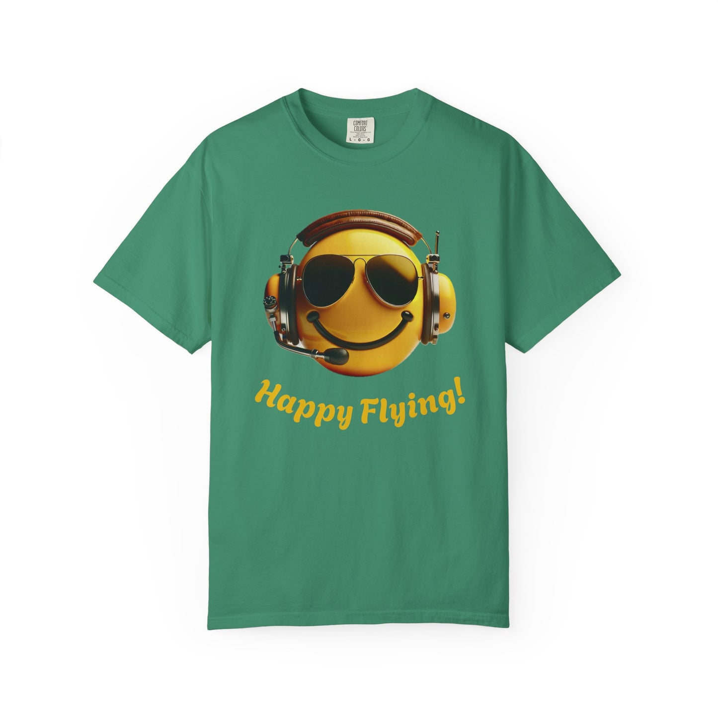 Happy Flying! - Smiley Face Comfort Colors Unisex T-Shirt, Casual Wear, Gift for Pilots, Aviation Lovers, Travel Enthusiasts, Plane Spotting