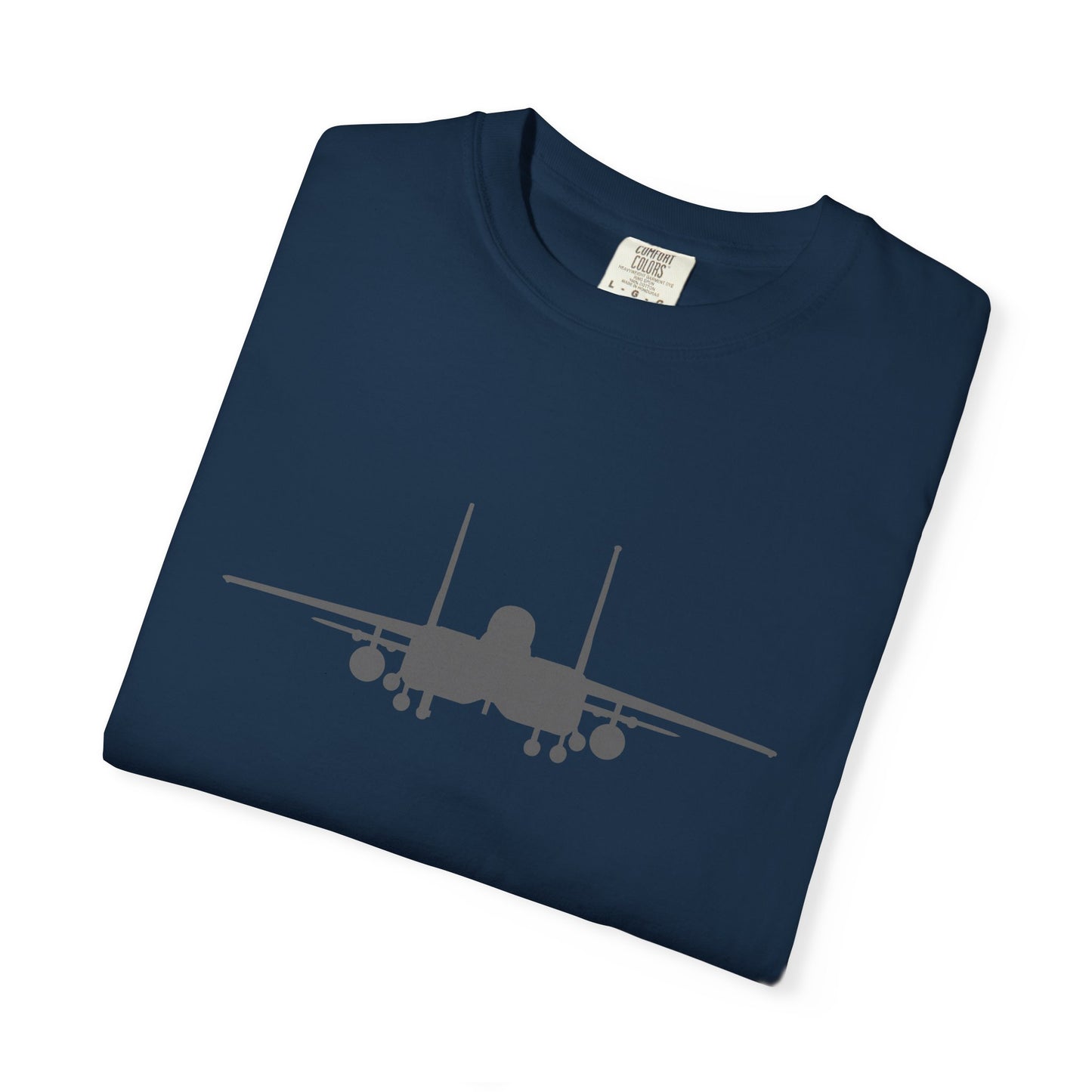 F-15E Front Silhouette Comfort Colors Unisex T-Shirt with Airplane Design, Casual Wear, Gift for Pilots, Aviation Lovers, Travel Enthusiasts, Plane Spotting