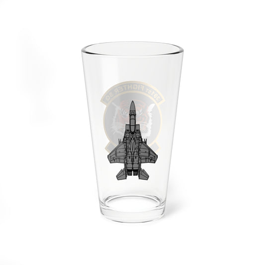 391FS "Bold Tigers" Mixing Glass, 16oz, with F-15E top view on opposite side