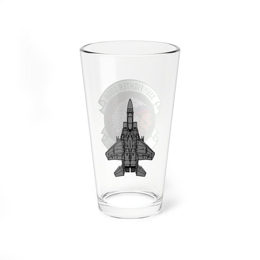 335FS "Chiefs" Mixing Glass, 16oz, with F-15E top view on opposite side
