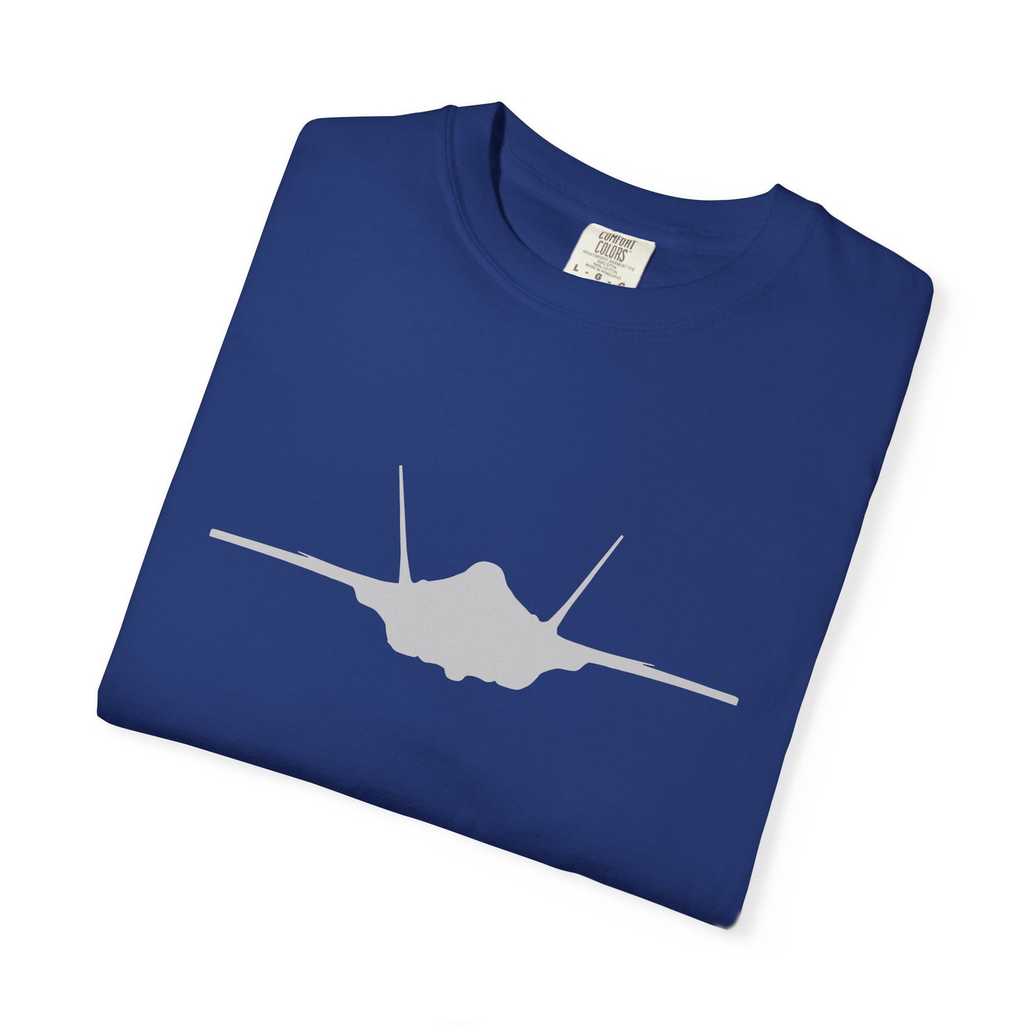 F-35A Front Silhouette Comfort Colors Unisex T-Shirt with Airplane Design, Casual Wear, Gift for Pilots, Aviation Lovers, Travel Enthusiasts, Plane Spotting